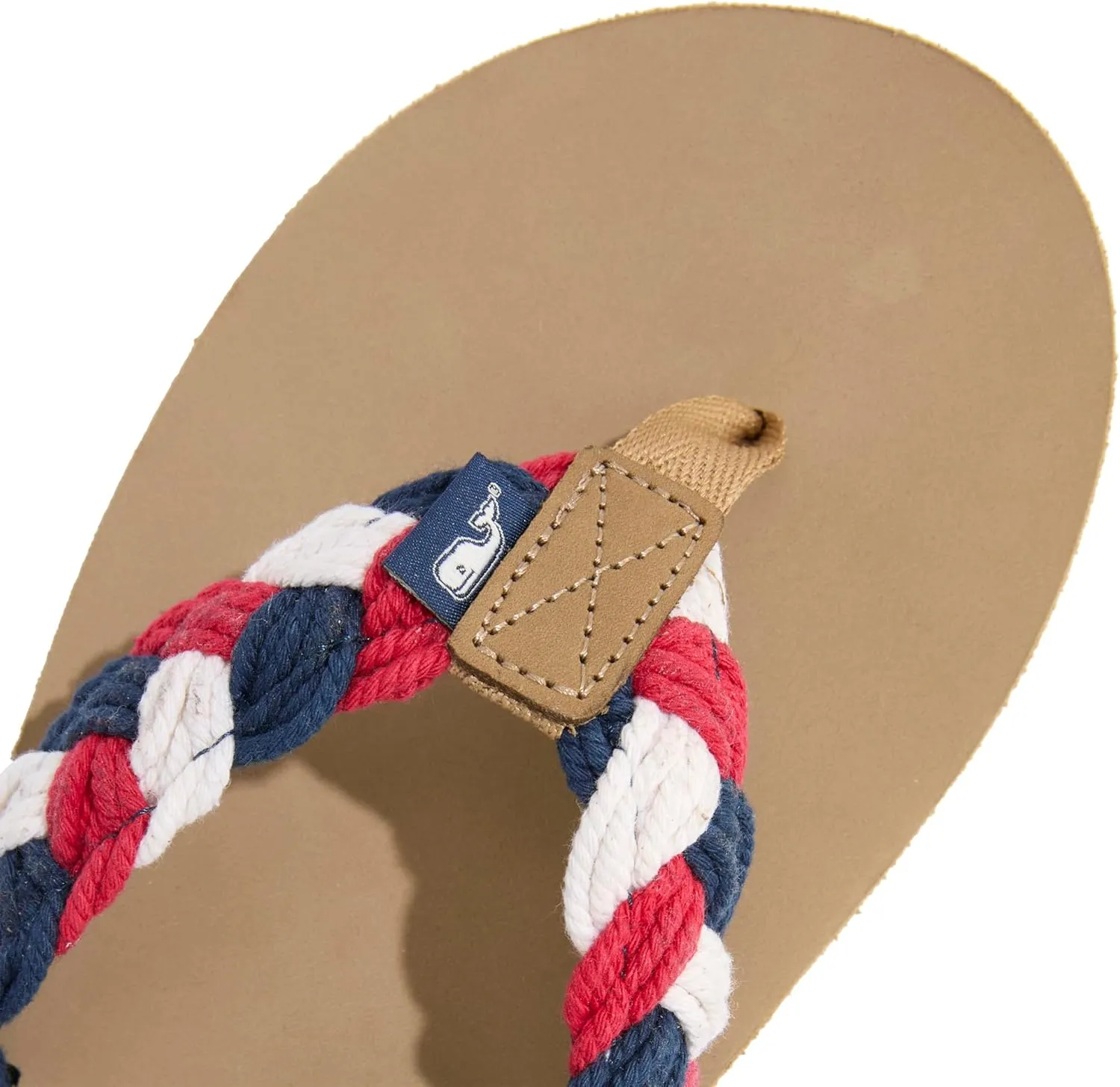 vineyard vines Men's Colorblock Braided Rope and Leather Flip Flop
