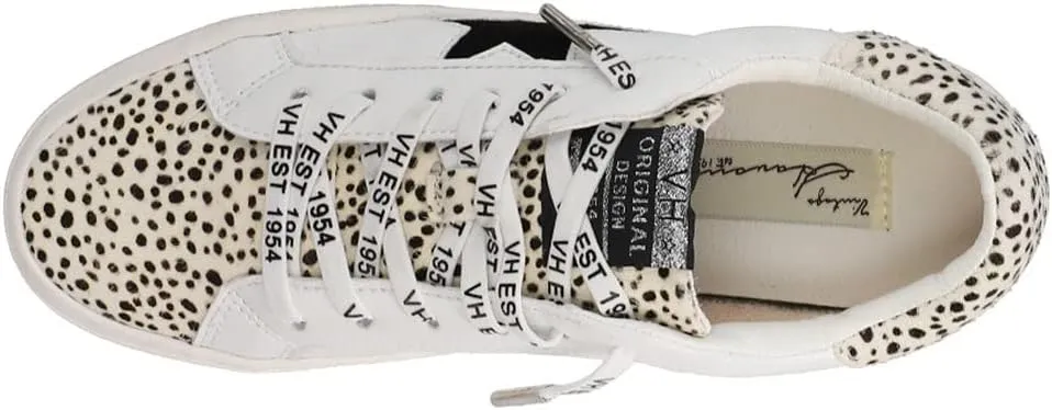 Vintage Havana Womens Forever Cheetah Platform Lace Up Sneakers Shoes Casual - White