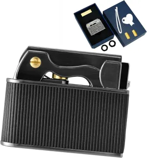 Vintage Kerosene Lighter Set with Replacement Flints & Tools, Trench Style Brass Lighters Gifts for Men Dad Husband (Gasket Included)(Fuel Not Included)(A)