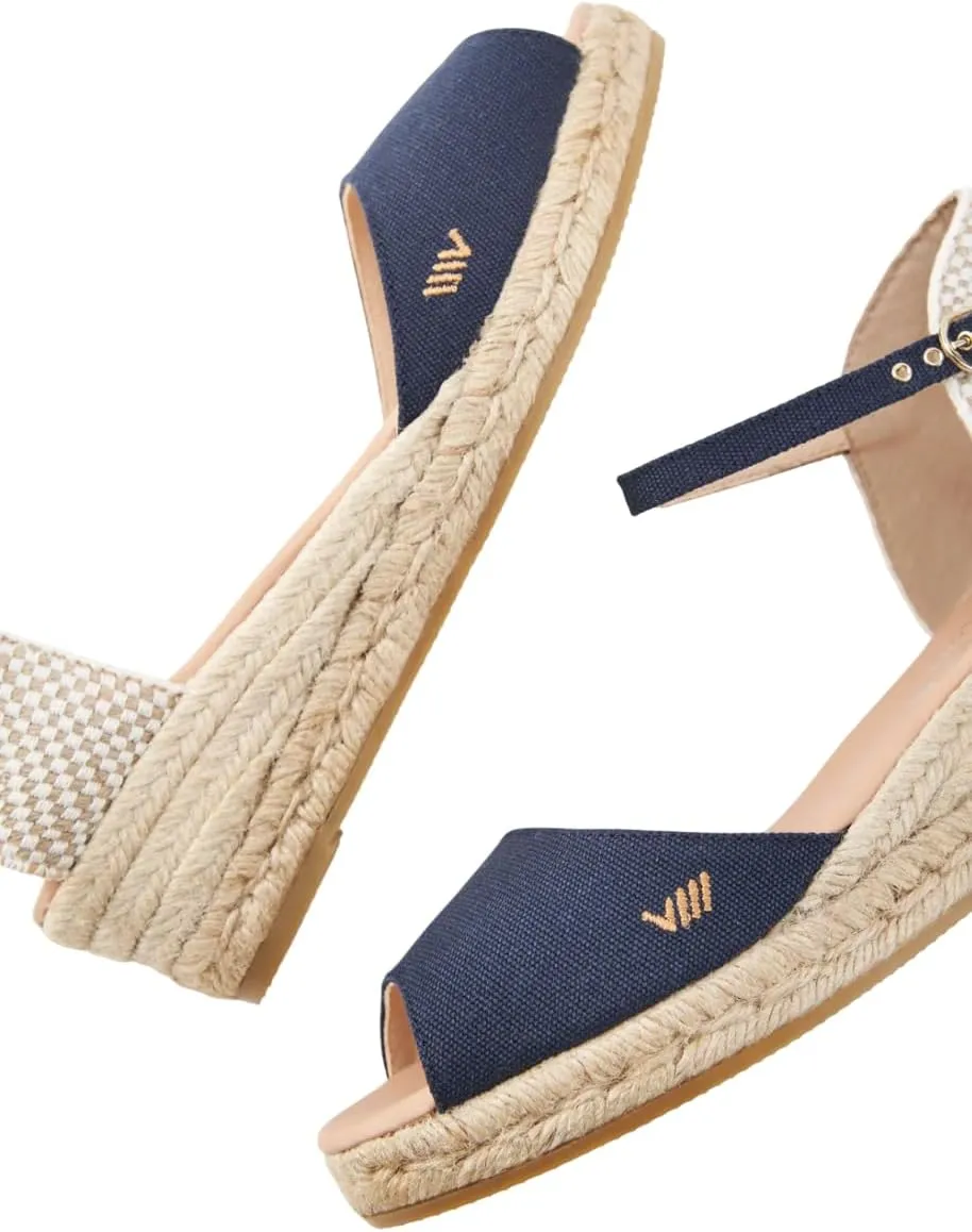 VISCATA Cavall Espadrille Canvas Low Wedges Spain Handmade 2” Heel Women's Open Toe Sandals with Breathable Organic Cotton Canvas and 100% Natural Jute Midsole for all Occasions: Casual, Work, Party