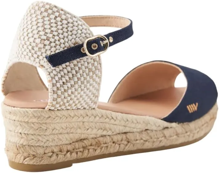 VISCATA Cavall Espadrille Canvas Low Wedges Spain Handmade 2” Heel Women's Open Toe Sandals with Breathable Organic Cotton Canvas and 100% Natural Jute Midsole for all Occasions: Casual, Work, Party