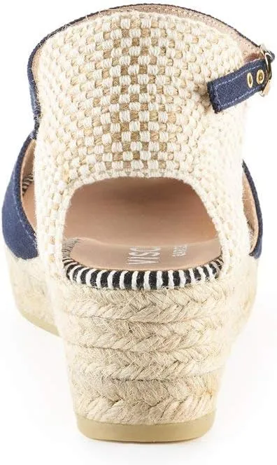 VISCATA Cavall Espadrille Canvas Low Wedges Spain Handmade 2” Heel Women's Open Toe Sandals with Breathable Organic Cotton Canvas and 100% Natural Jute Midsole for all Occasions: Casual, Work, Party