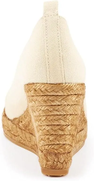 Viscata Marquesa Espadrille Canvas Wedges Spain Handmade 3 ½” Heel Women's Pumps with Breathable Organic Cotton Canvas and 100% Natural Jute Midsole for All Occasions: Casual, Work, Party
