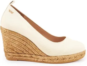 Viscata Marquesa Espadrille Canvas Wedges Spain Handmade 3 ½” Heel Women's Pumps with Breathable Organic Cotton Canvas and 100% Natural Jute Midsole for All Occasions: Casual, Work, Party
