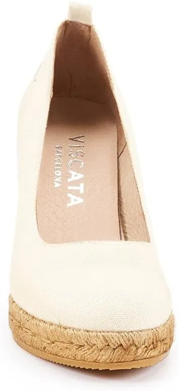 Viscata Marquesa Espadrille Canvas Wedges Spain Handmade 3 ½” Heel Women's Pumps with Breathable Organic Cotton Canvas and 100% Natural Jute Midsole for All Occasions: Casual, Work, Party