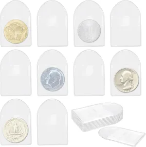 Vmiapxo 200 Pack 2" Single Pocket Coin Sleeves, Plastic Coin Collection Supplies Transparent Holders Protector Clear Bags for Coins Jewelry Ring Earring Pendant Gemstone (Semicircle)