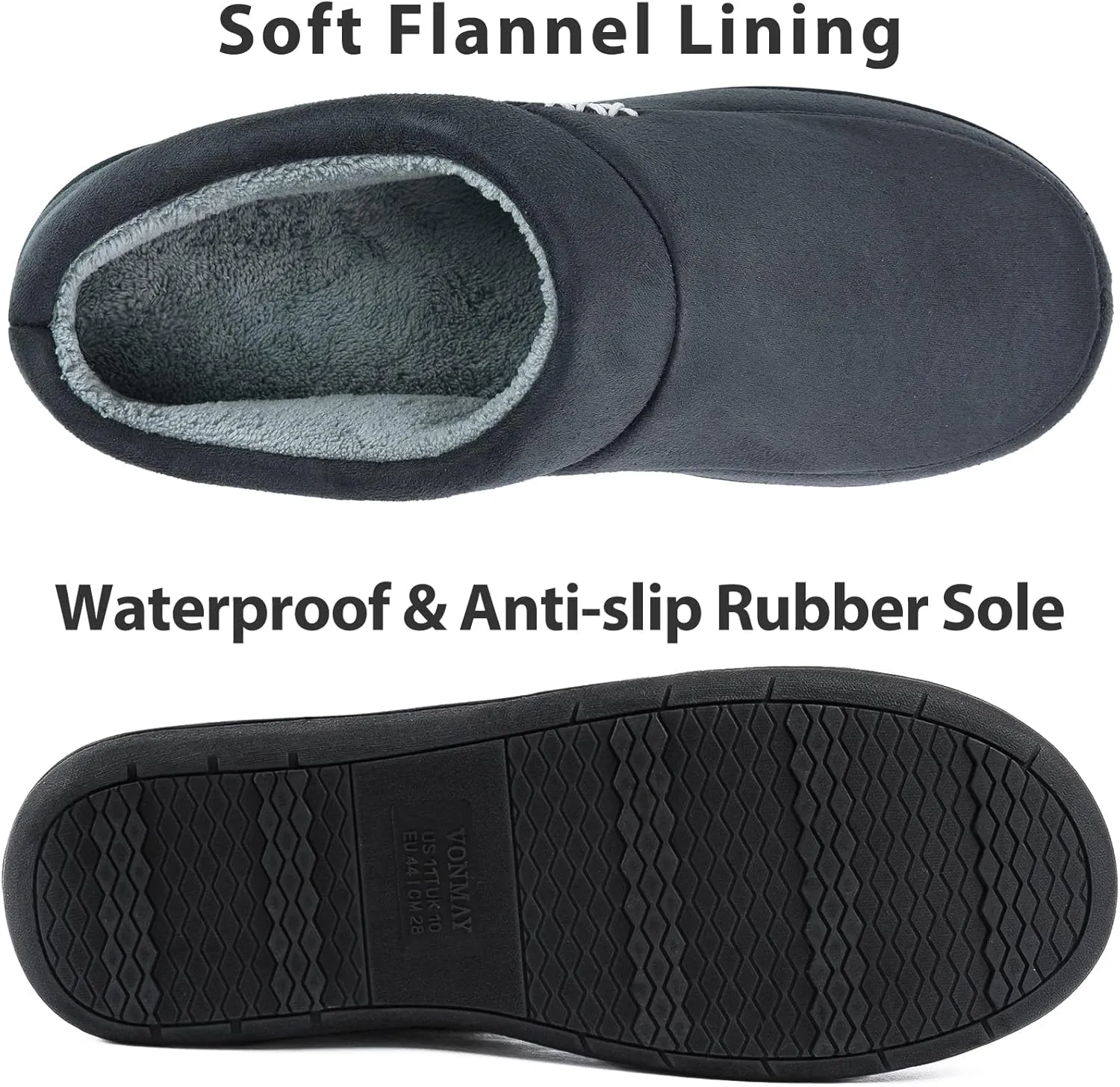 VONAMY Men's Slippers Fuzzy Warm House Shoes Memory Foam Slip On Clog Plush Wool Fleece Indoor Outdoor