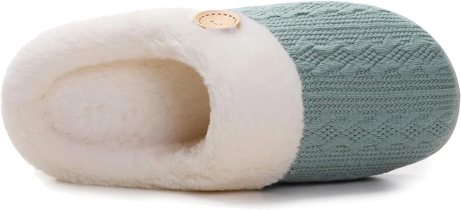 Vonluxe Women's Fuzzy House Slippers Comfy Memory Foam Bedroom Slippers Warm Slip On Light Shoes Outdoor Indoor Faux Fur Lined