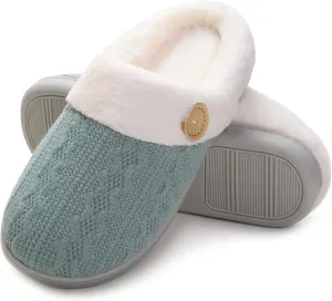 Vonluxe Women's Fuzzy House Slippers Comfy Memory Foam Bedroom Slippers Warm Slip On Light Shoes Outdoor Indoor Faux Fur Lined