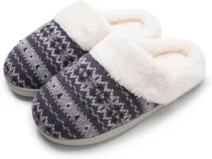 Vonluxe Women's House Fuzzy Slip On Slippers Warm Memory Foam Ladies Slippers Comfy Outdoor Indoor Plush Bedroom Shoes
