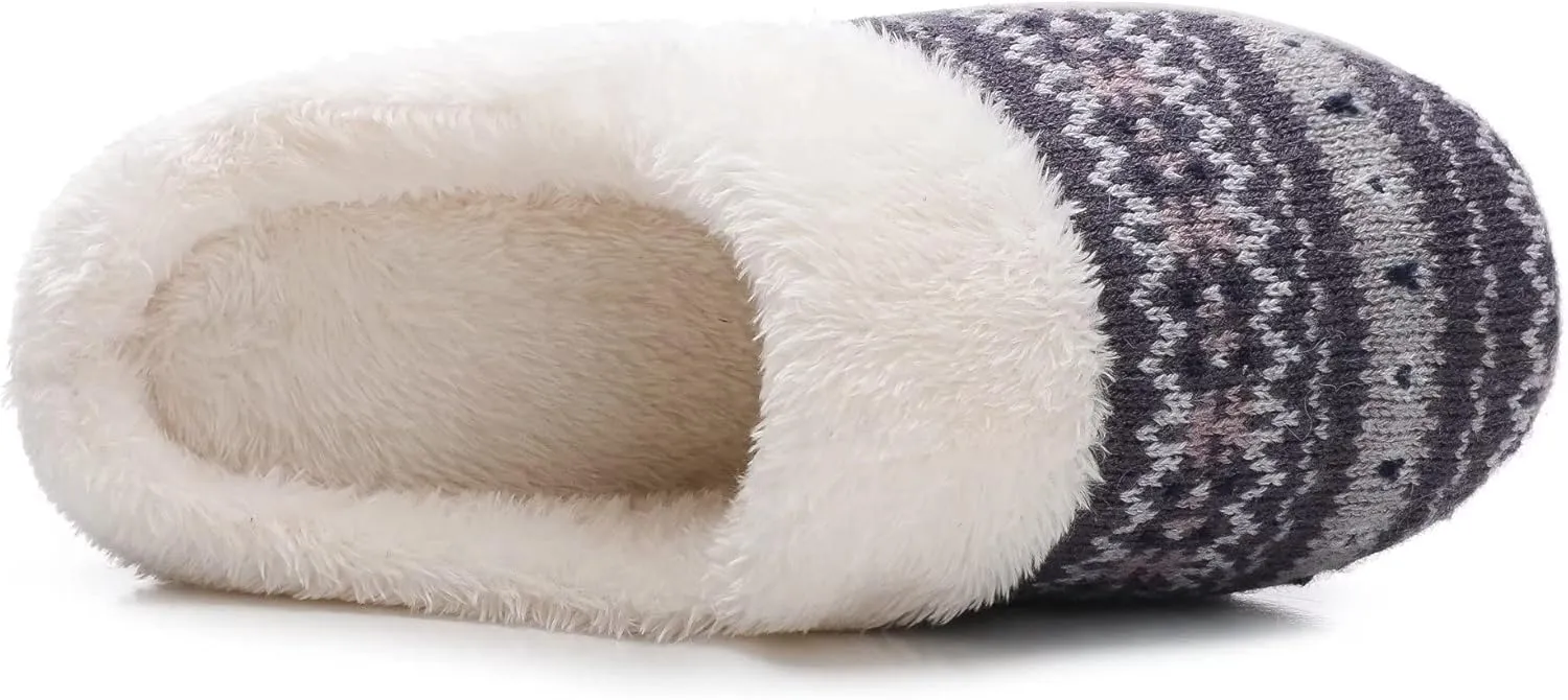 Vonluxe Women's House Fuzzy Slip On Slippers Warm Memory Foam Ladies Slippers Comfy Outdoor Indoor Plush Bedroom Shoes