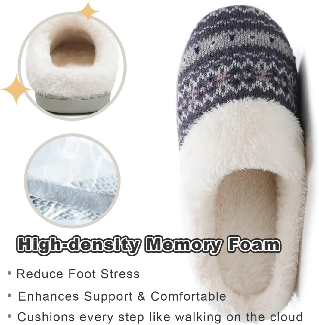 Vonluxe Women's House Fuzzy Slip On Slippers Warm Memory Foam Ladies Slippers Comfy Outdoor Indoor Plush Bedroom Shoes