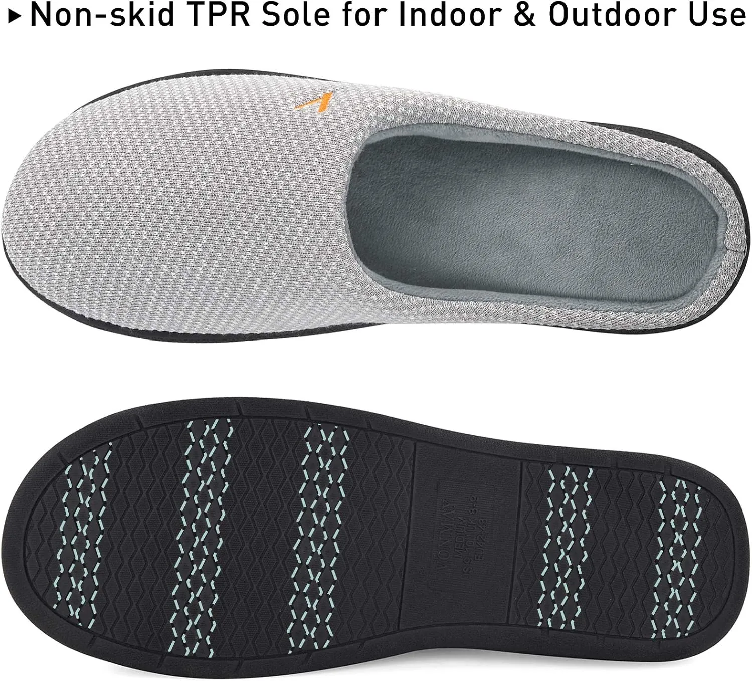 VONMAY Men's Two-Tone Slippers Slip On Memory Foam Comfy House Shoes Lightweight Indoor Outdoor