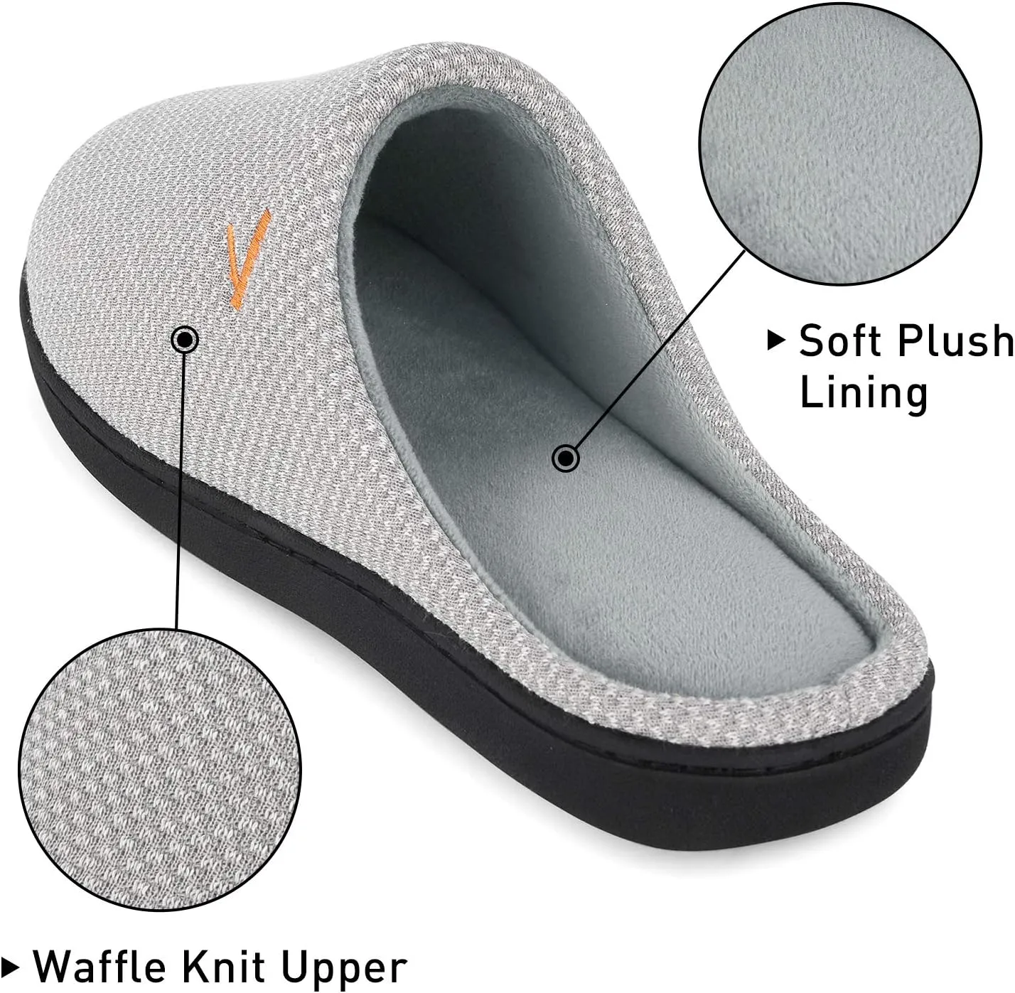 VONMAY Men's Two-Tone Slippers Slip On Memory Foam Comfy House Shoes Lightweight Indoor Outdoor
