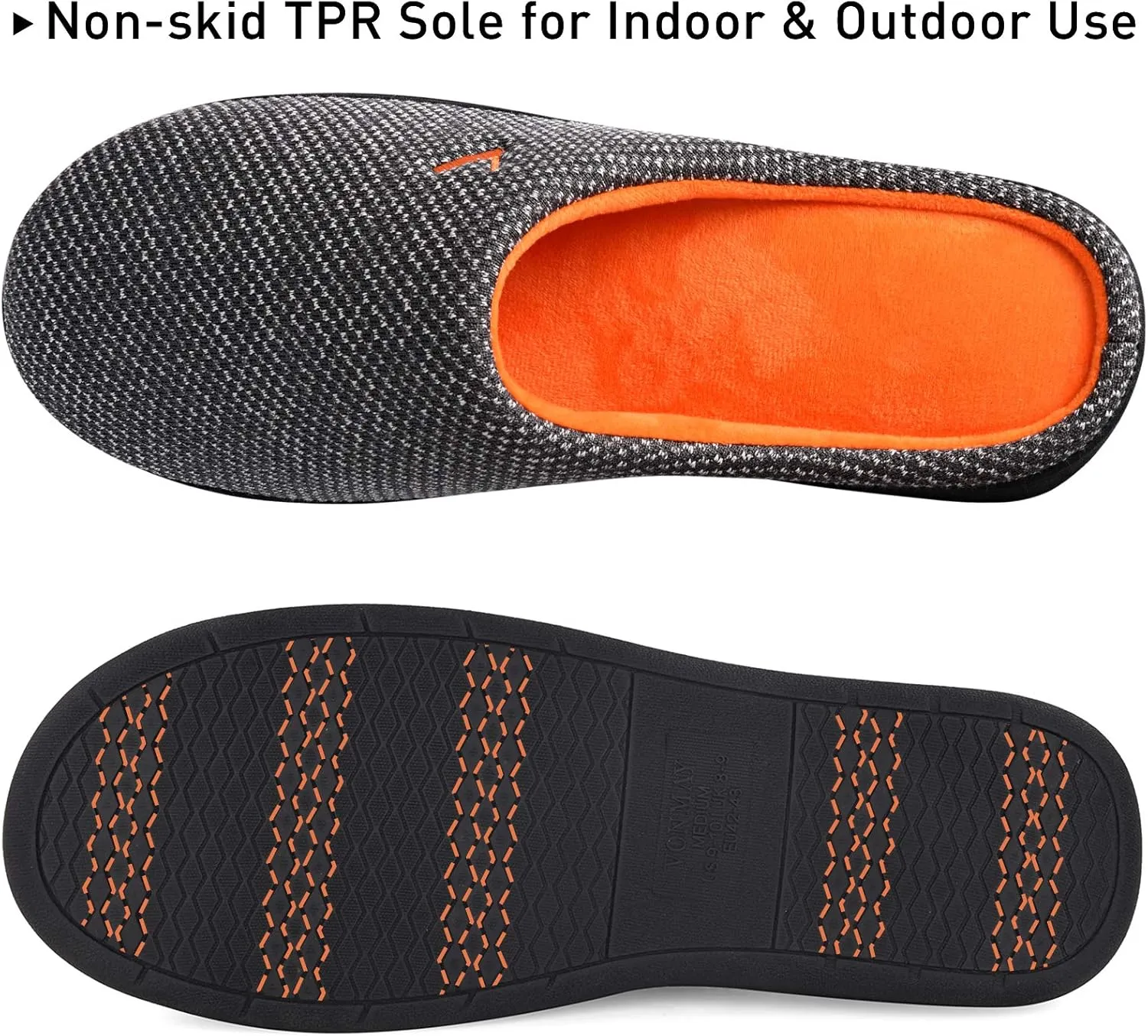 VONMAY Men's Two-Tone Slippers Slip On Memory Foam Comfy House Shoes Lightweight Indoor Outdoor