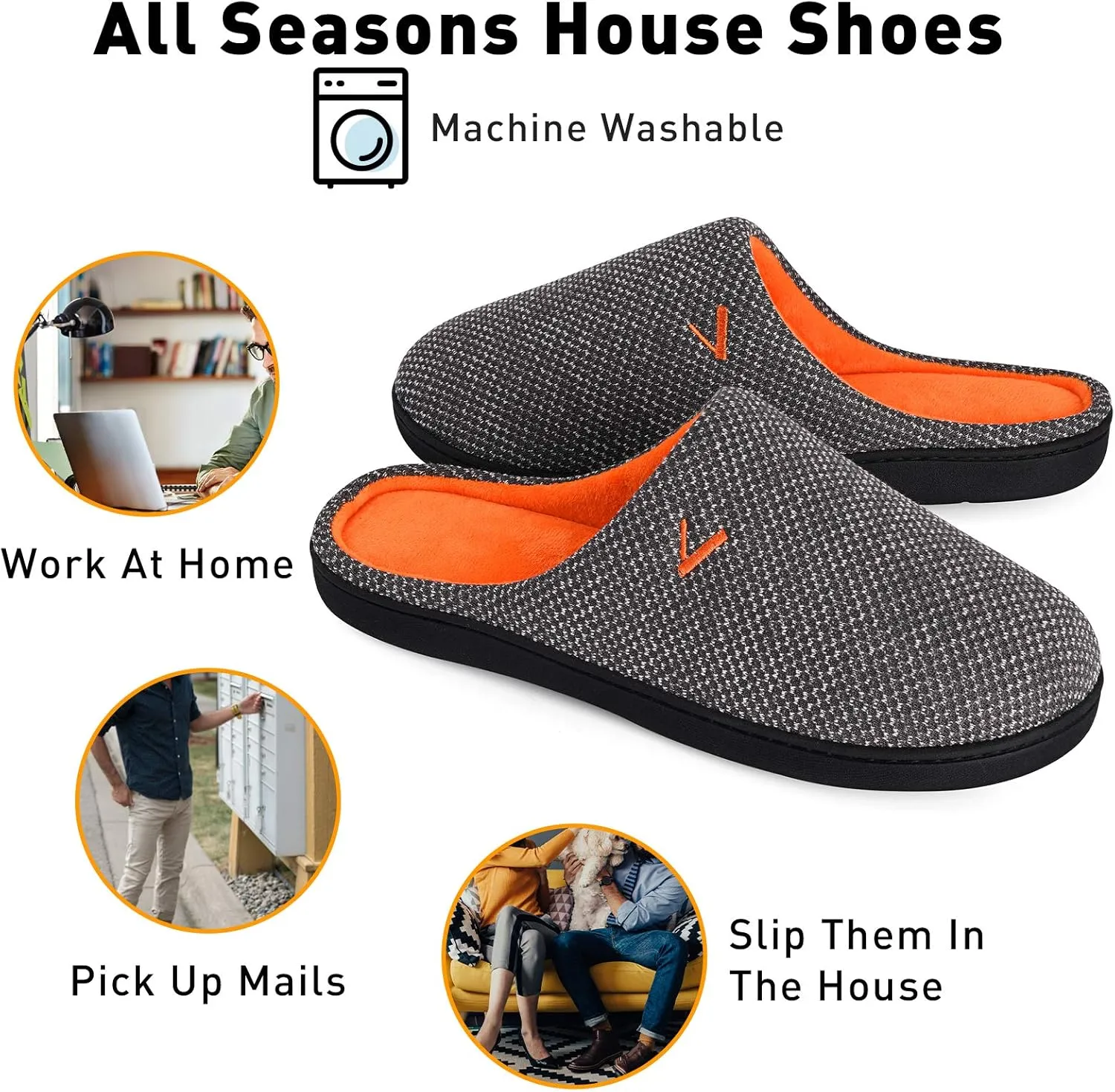 VONMAY Men's Two-Tone Slippers Slip On Memory Foam Comfy House Shoes Lightweight Indoor Outdoor