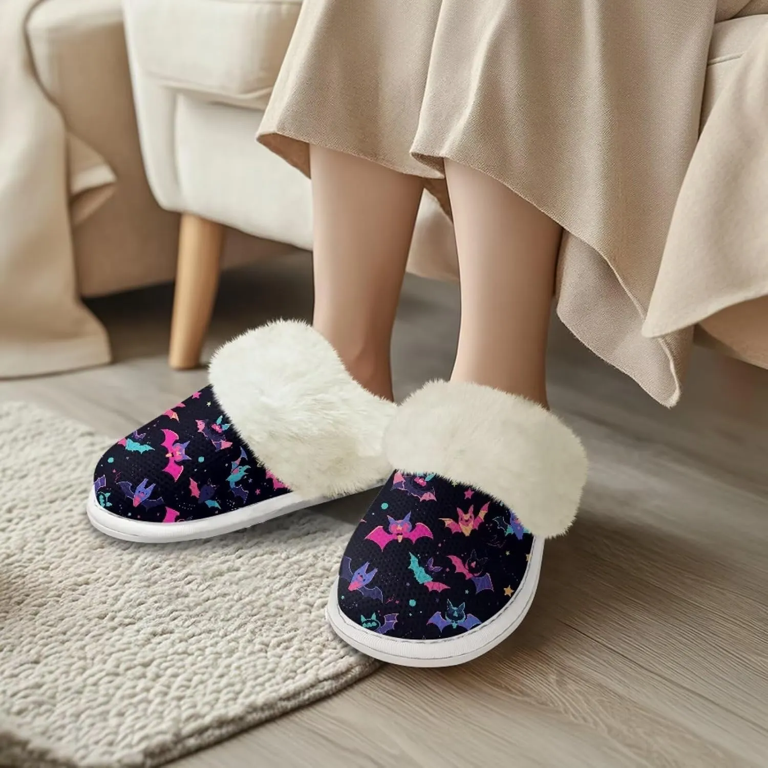Warm House Slippers for Women Comfy Flannel Lined Winter Slippers with Memory Foam Soles Indoor Outdoor Shoes