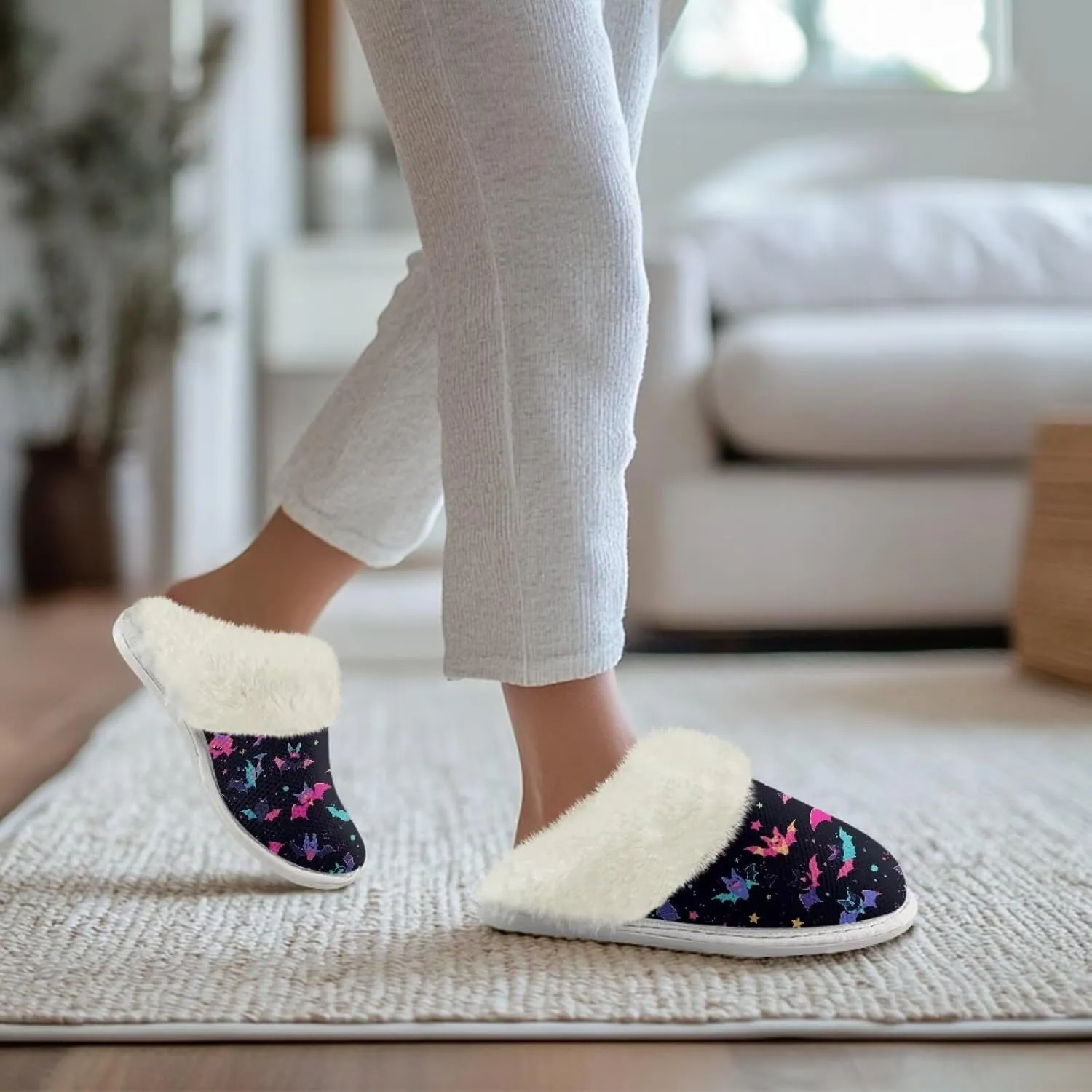 Warm House Slippers for Women Comfy Flannel Lined Winter Slippers with Memory Foam Soles Indoor Outdoor Shoes