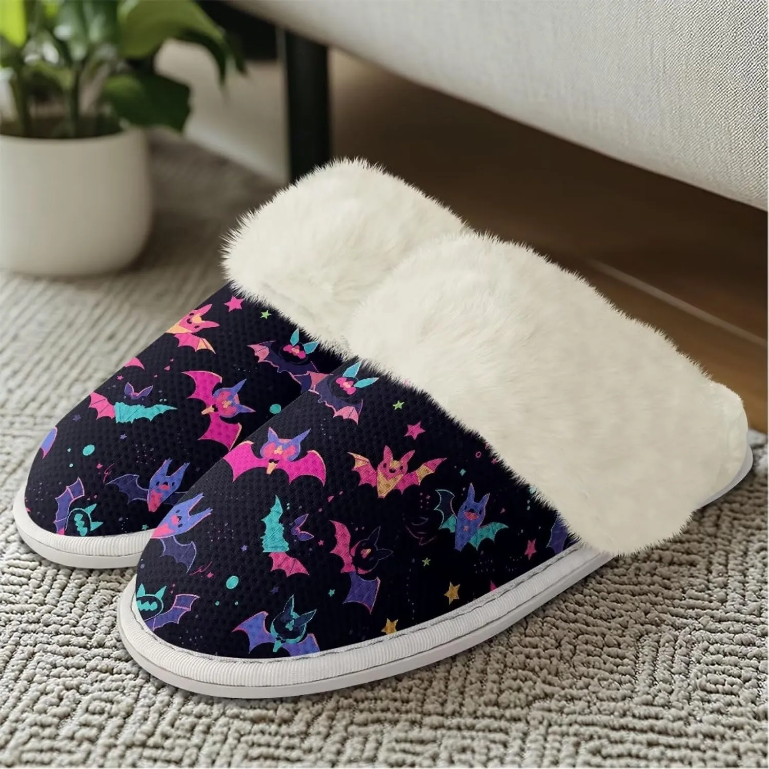 Warm House Slippers for Women Comfy Flannel Lined Winter Slippers with Memory Foam Soles Indoor Outdoor Shoes