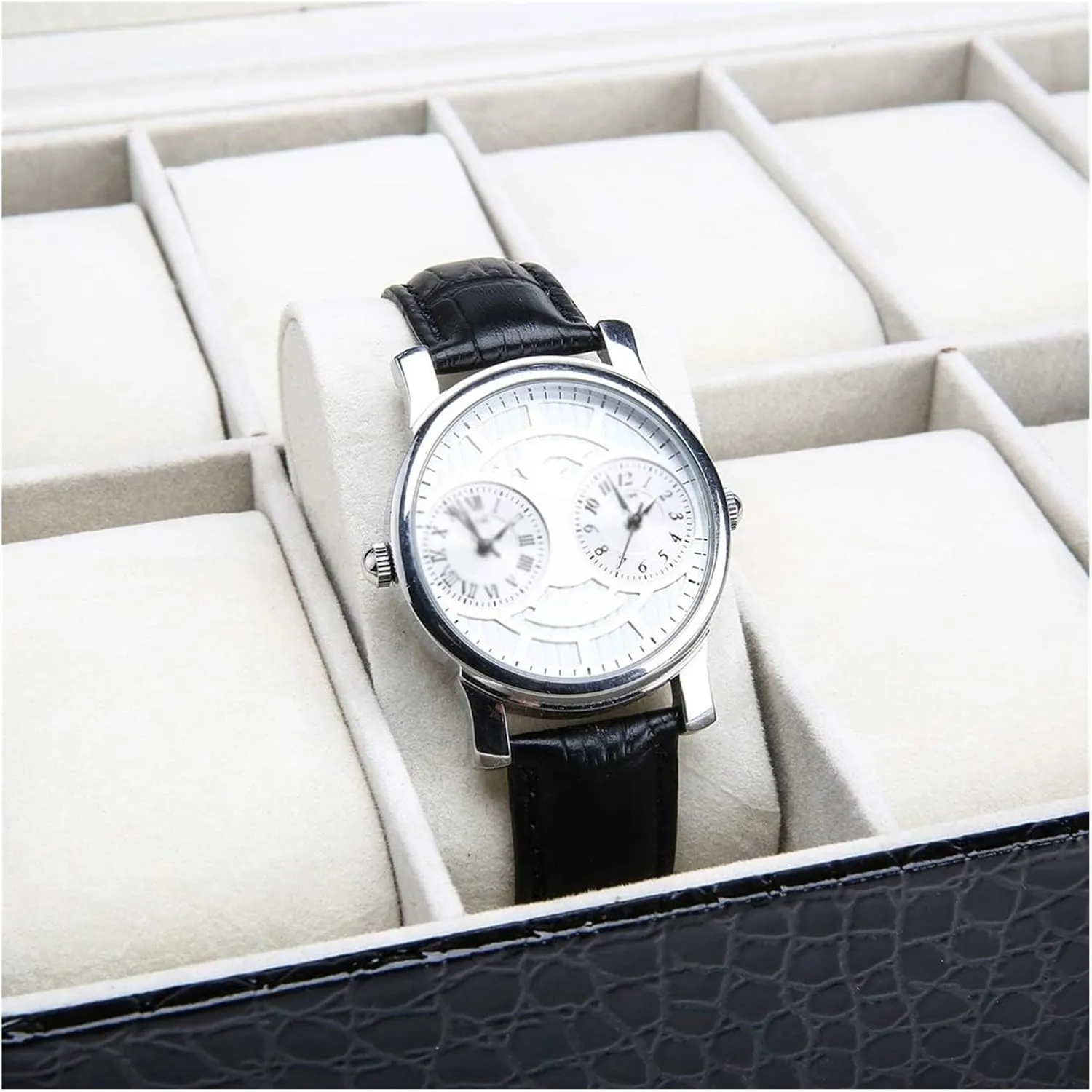 Watch Case,Elegant Large Leather Watch Box Organizer for Men Women with 12 Slots, Transparent top, Portable Watch Holder Mens Watches Case Storage Best for The Husband Friend,
