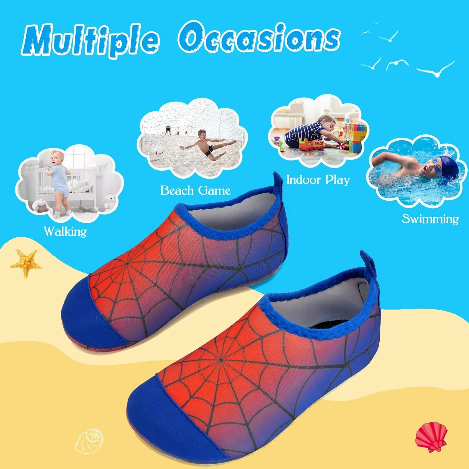 WateLves Kids Water Shoes Toddler Girls Boys Barefoot Non-Slip Quick Dry Aqua Socks for Beach Swim Walking