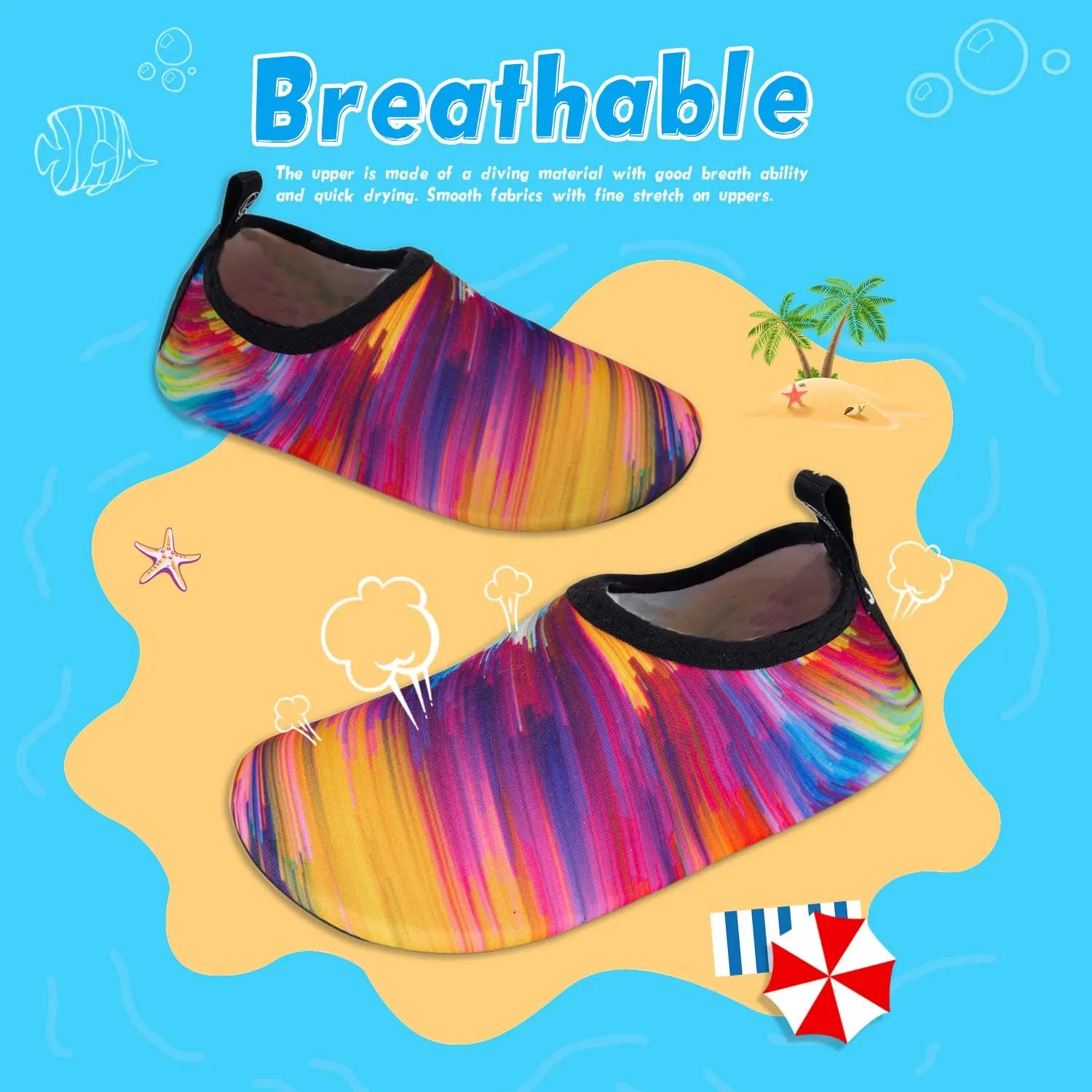 WateLves Kids Water Shoes Toddler Girls Boys Barefoot Non-Slip Quick Dry Aqua Socks for Beach Swim Walking