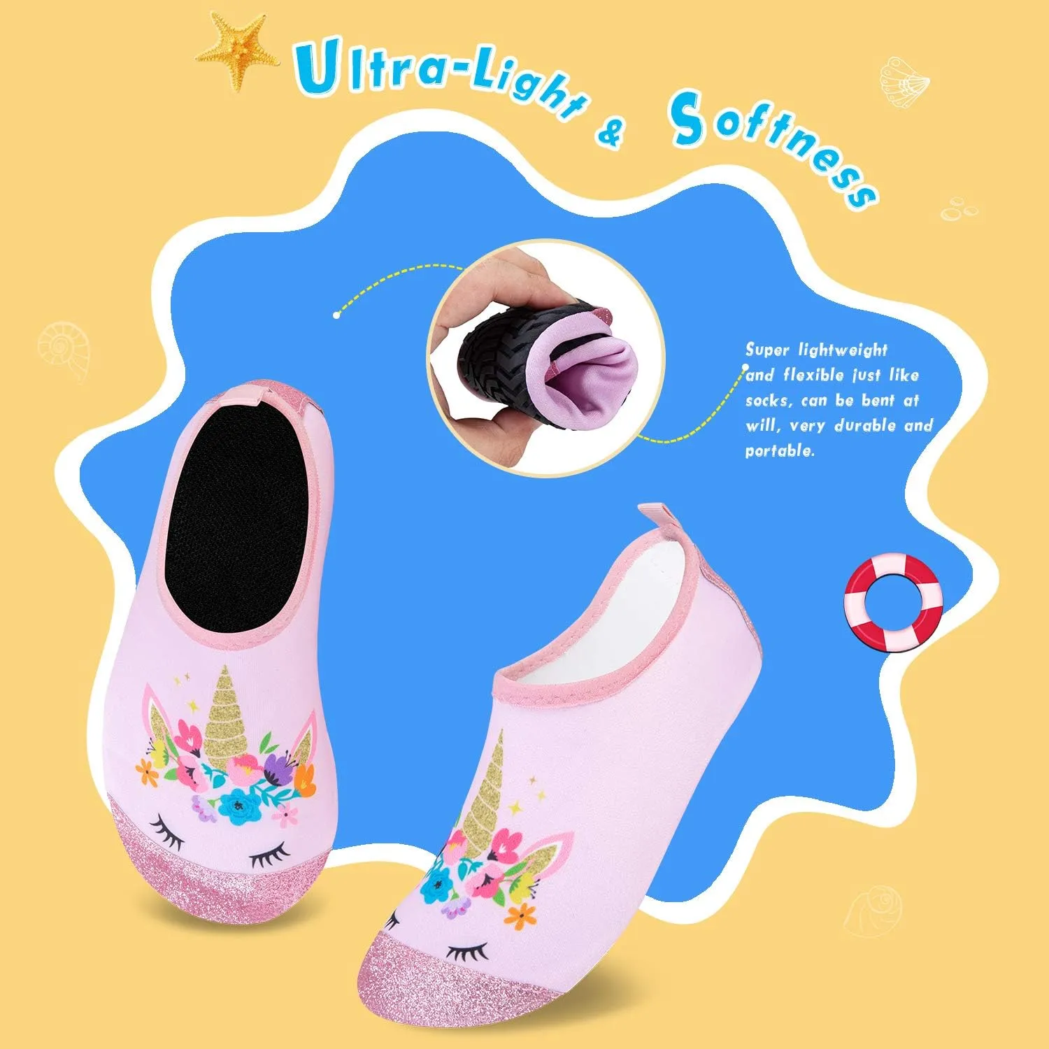 WateLves Kids Water Shoes Toddler Girls Boys Barefoot Non-Slip Quick Dry Aqua Socks for Beach Swim Walking