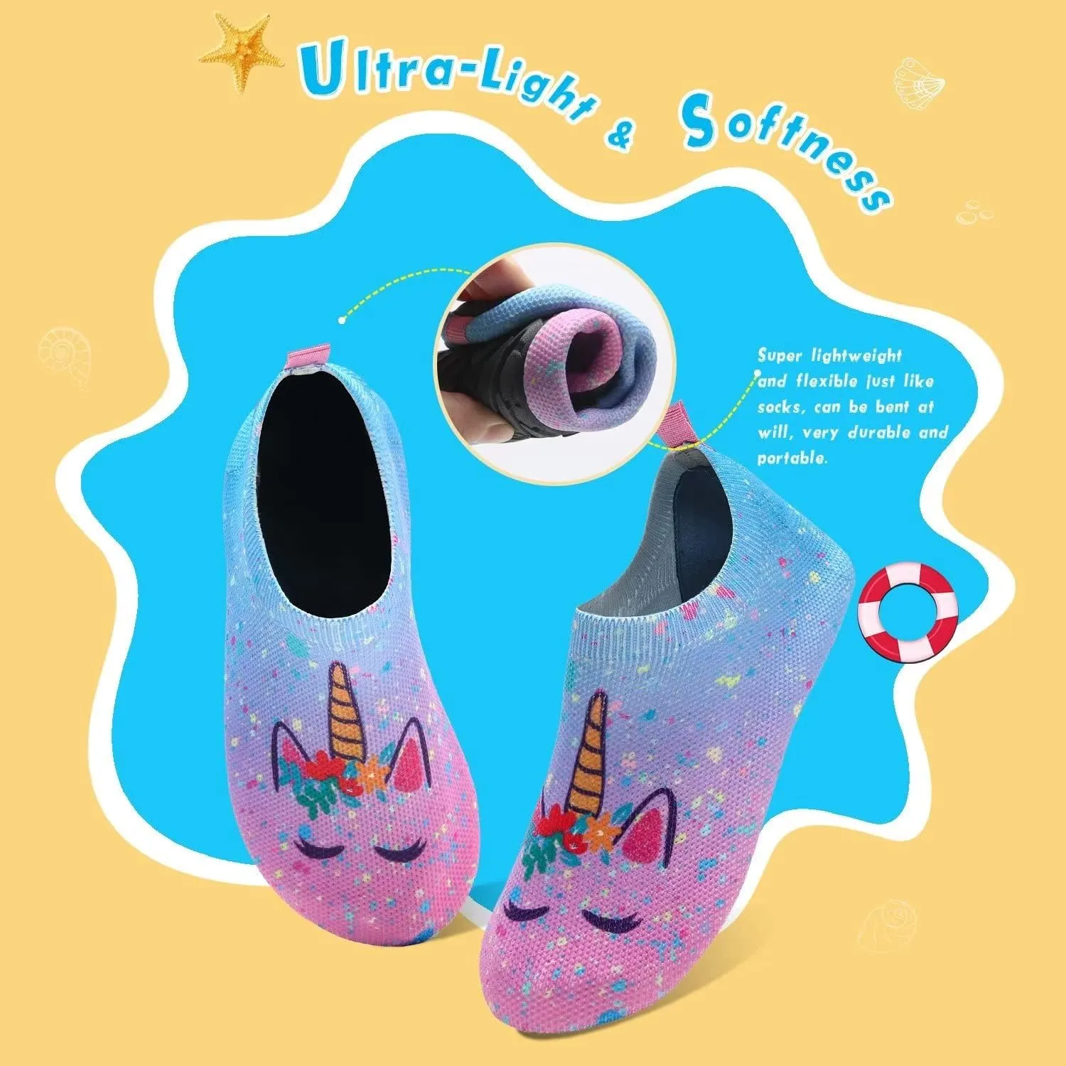 WateLves Kids Water Shoes Toddler Girls Boys Barefoot Non-Slip Quick Dry Aqua Socks for Beach Swim Walking