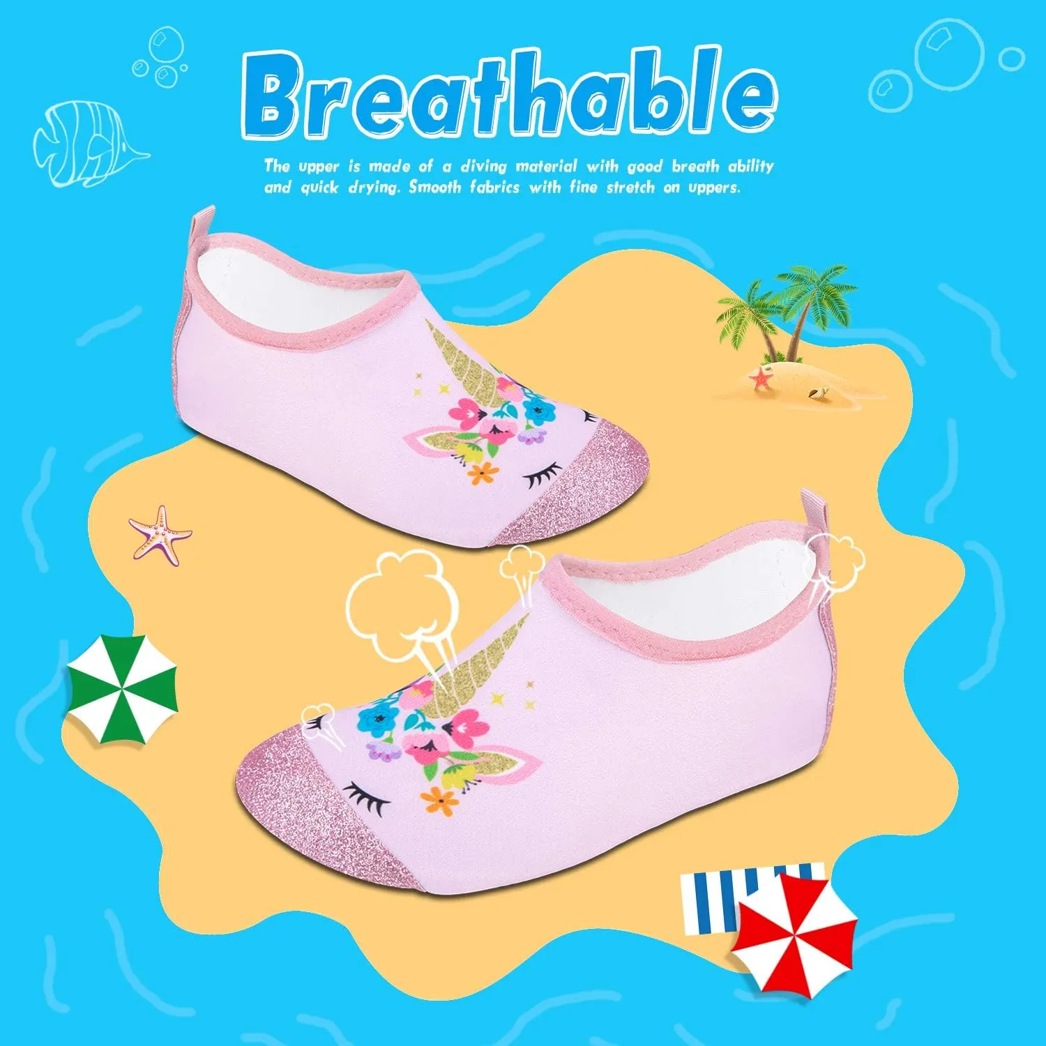 WateLves Kids Water Shoes Toddler Girls Boys Barefoot Non-Slip Quick Dry Aqua Socks for Beach Swim Walking