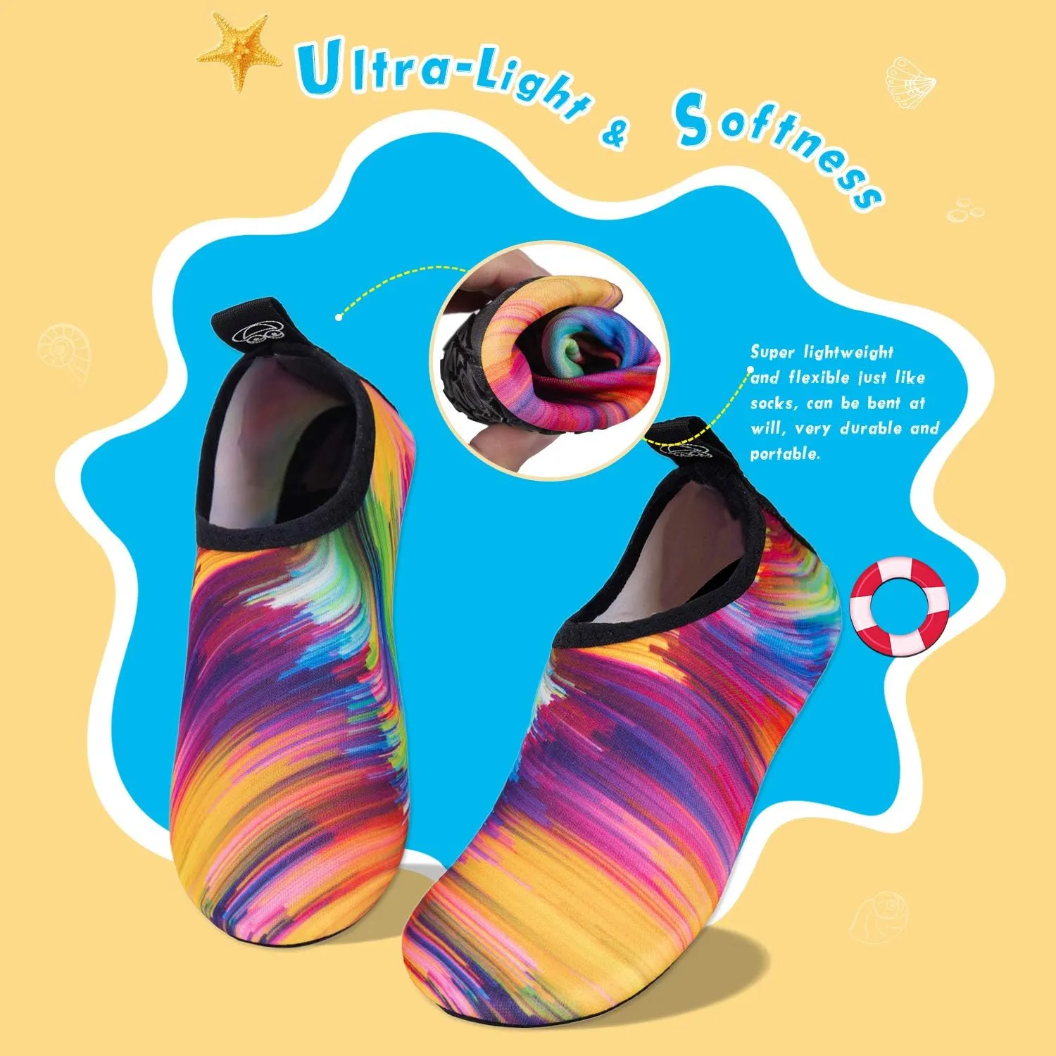 WateLves Kids Water Shoes Toddler Girls Boys Barefoot Non-Slip Quick Dry Aqua Socks for Beach Swim Walking