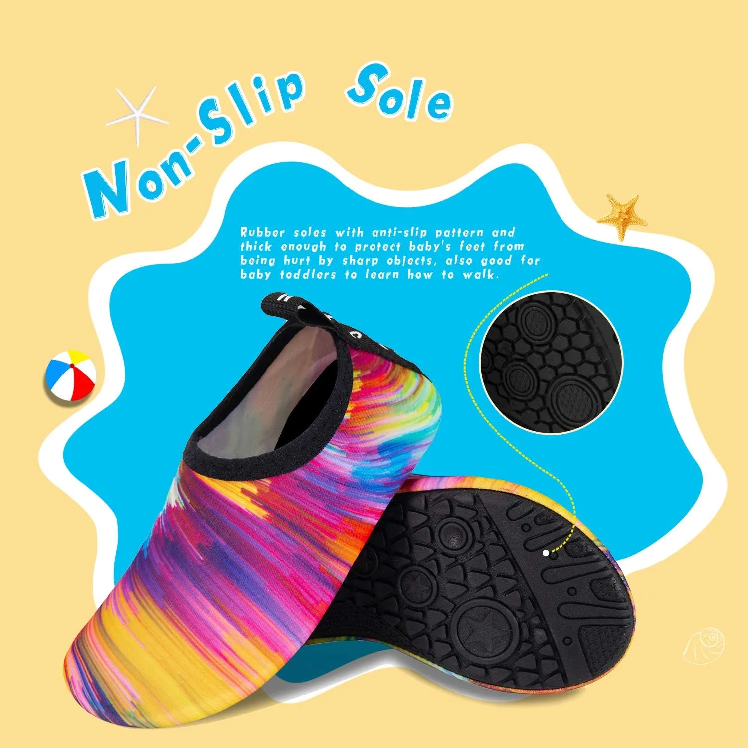 WateLves Kids Water Shoes Toddler Girls Boys Barefoot Non-Slip Quick Dry Aqua Socks for Beach Swim Walking