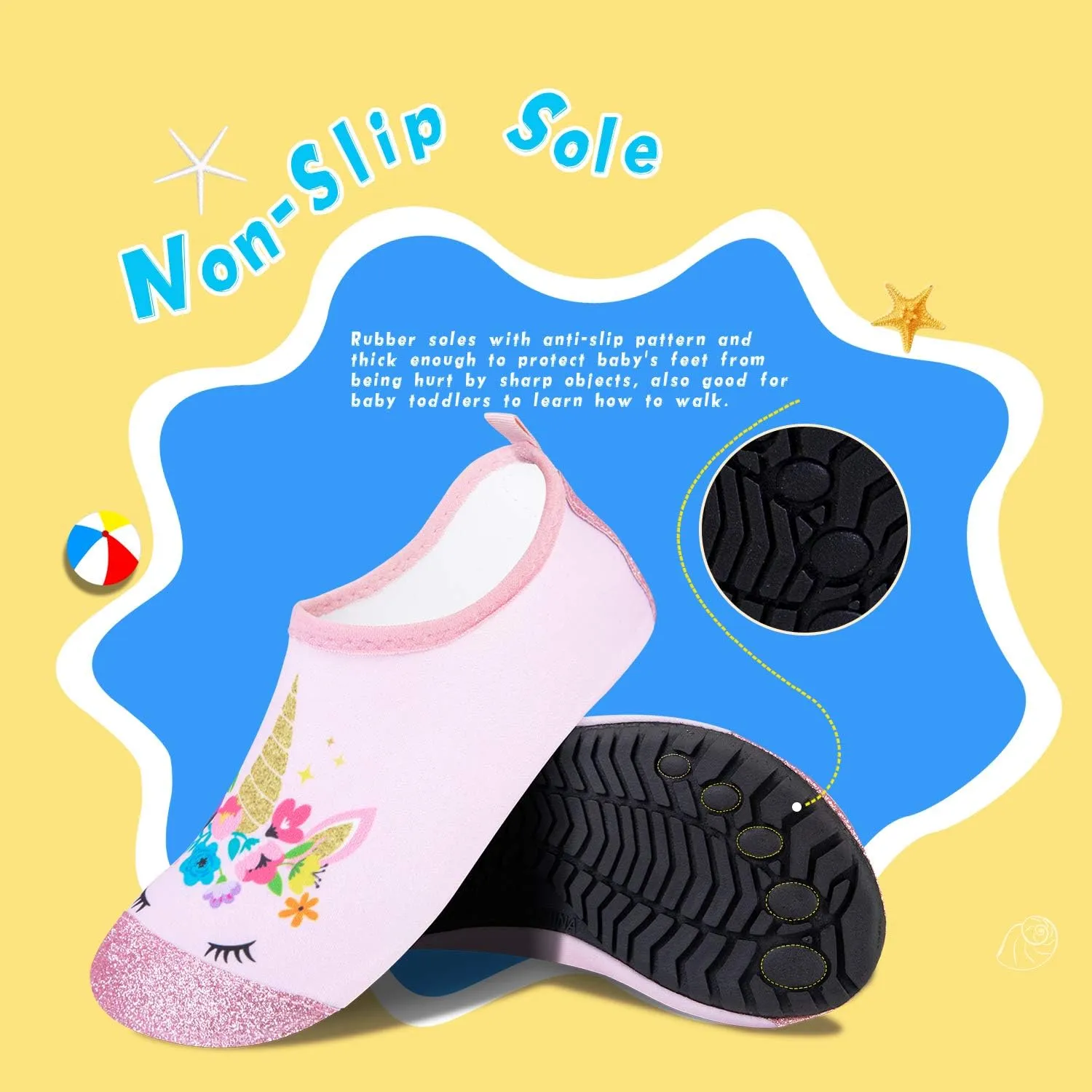 WateLves Kids Water Shoes Toddler Girls Boys Barefoot Non-Slip Quick Dry Aqua Socks for Beach Swim Walking