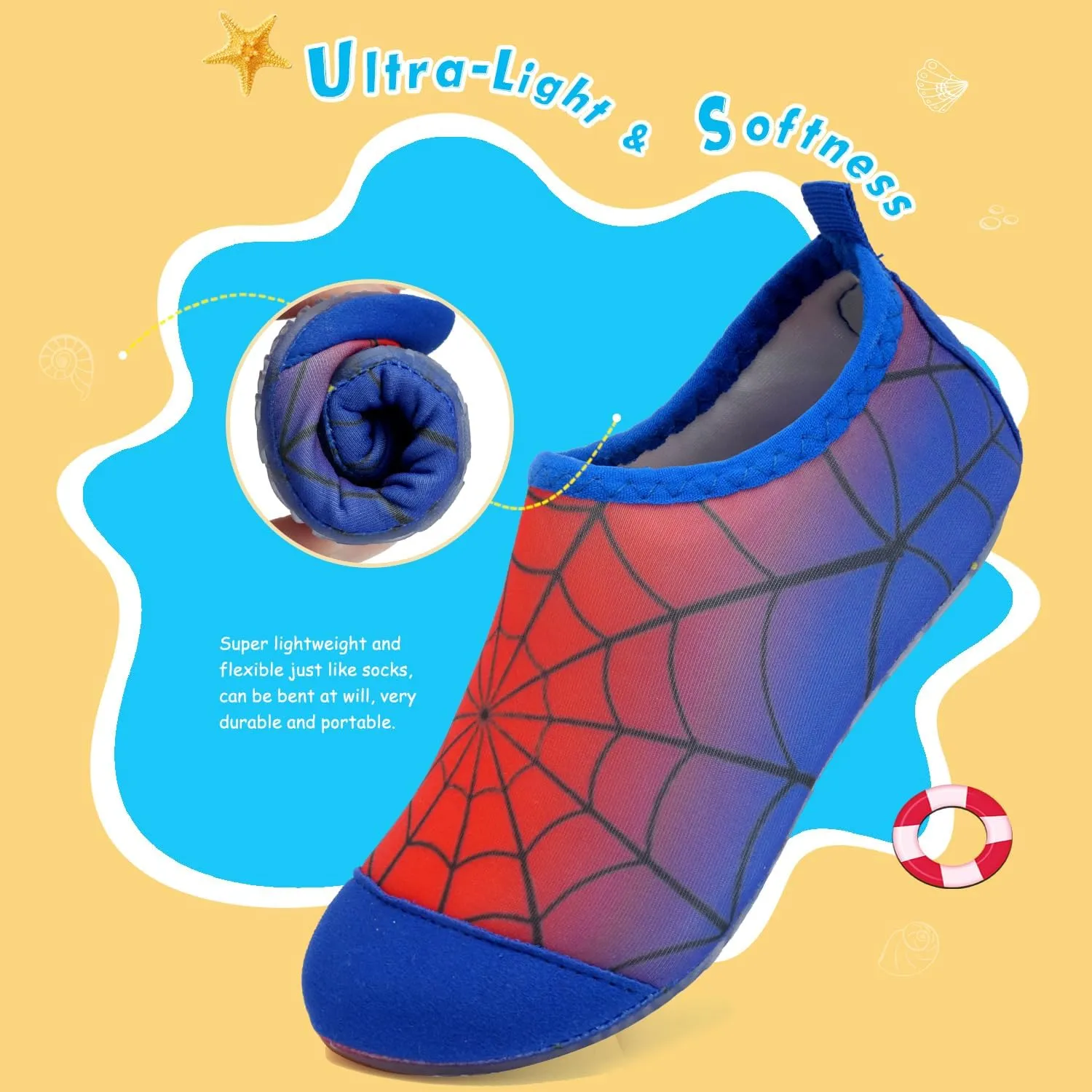 WateLves Kids Water Shoes Toddler Girls Boys Barefoot Non-Slip Quick Dry Aqua Socks for Beach Swim Walking