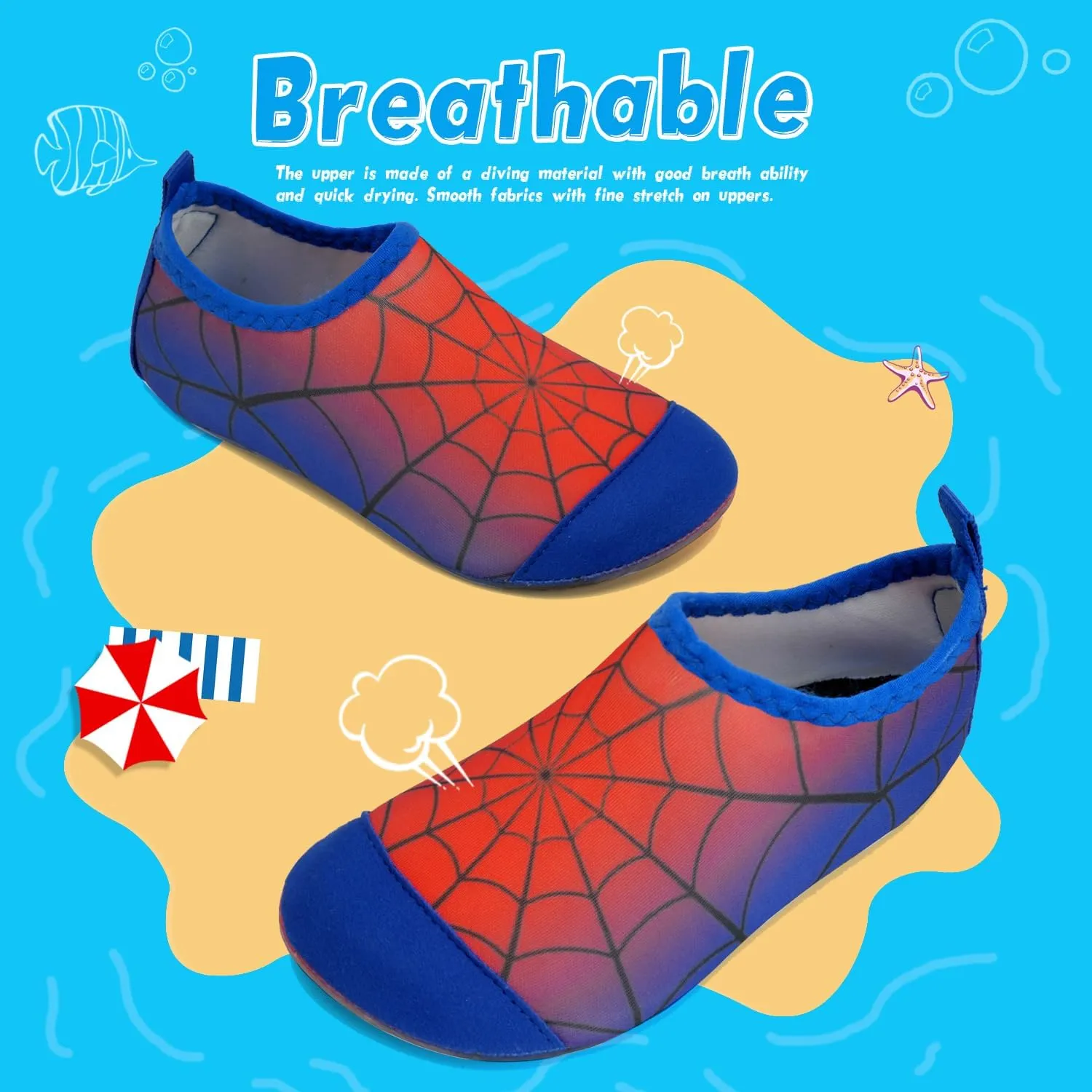 WateLves Kids Water Shoes Toddler Girls Boys Barefoot Non-Slip Quick Dry Aqua Socks for Beach Swim Walking