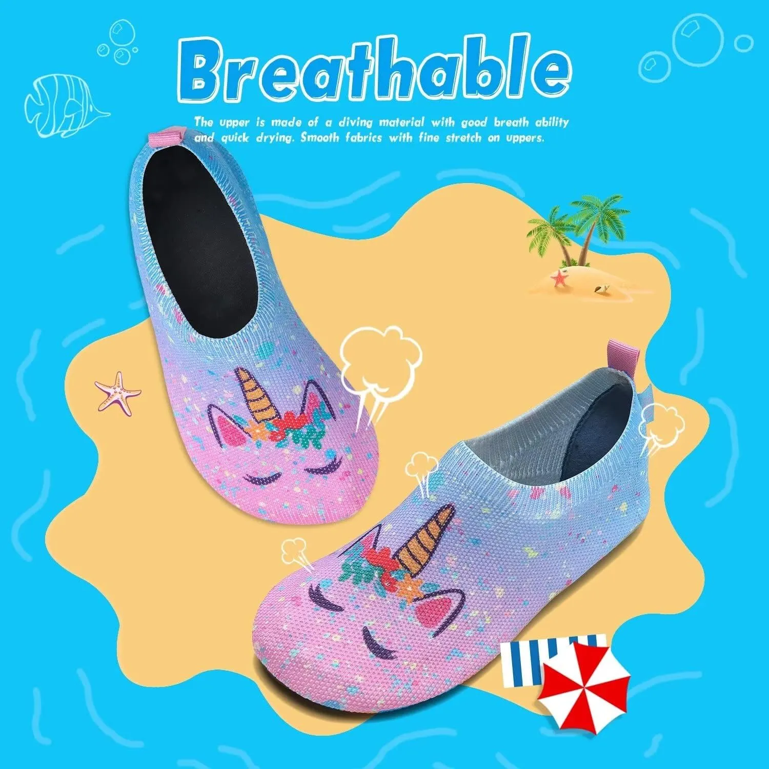 WateLves Kids Water Shoes Toddler Girls Boys Barefoot Non-Slip Quick Dry Aqua Socks for Beach Swim Walking