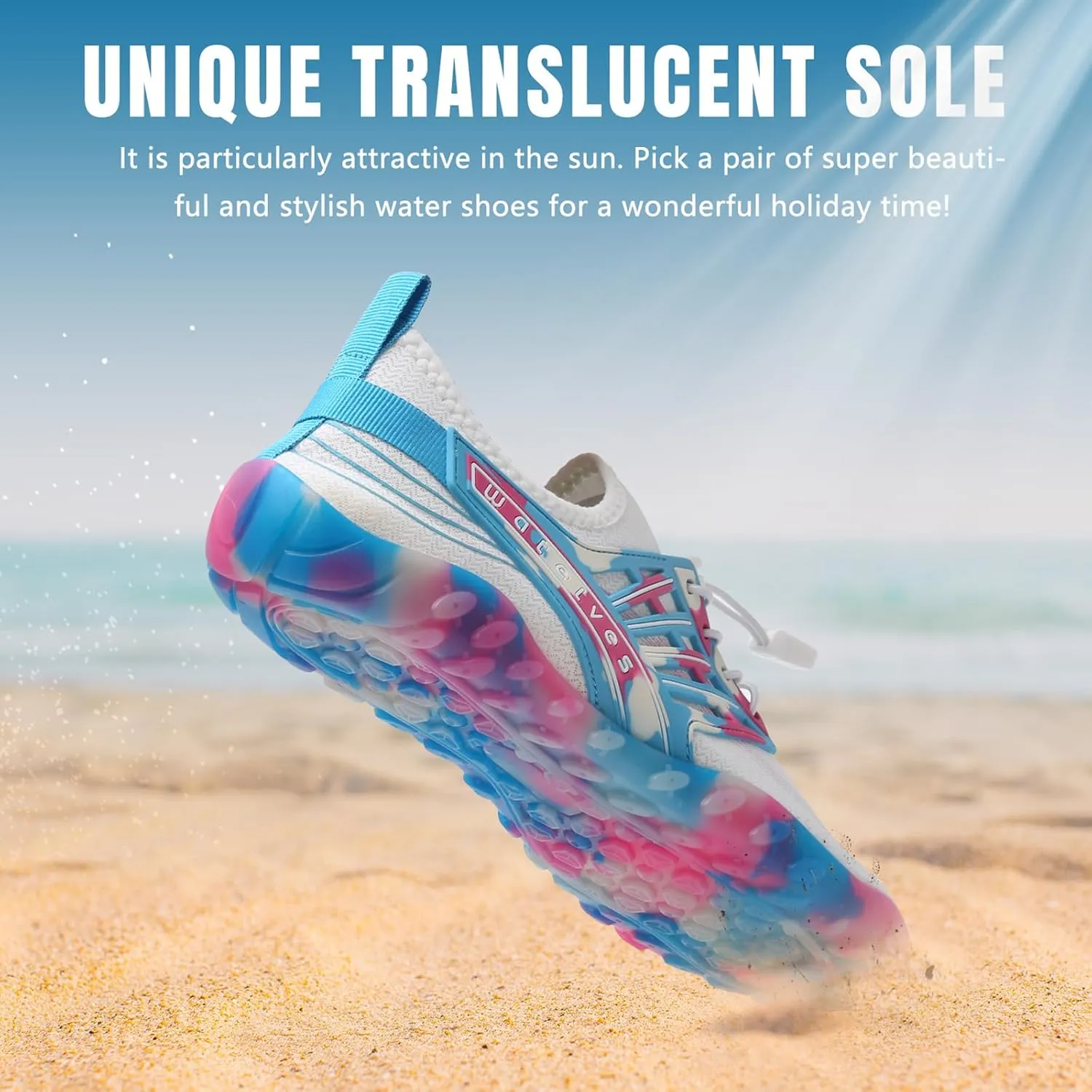 WateLves Water Shoes Mens Womens Barefoot Beach Swim Shoes Quick-Dry Aqua Socks for Surf Pool Yoga Water Aerobics