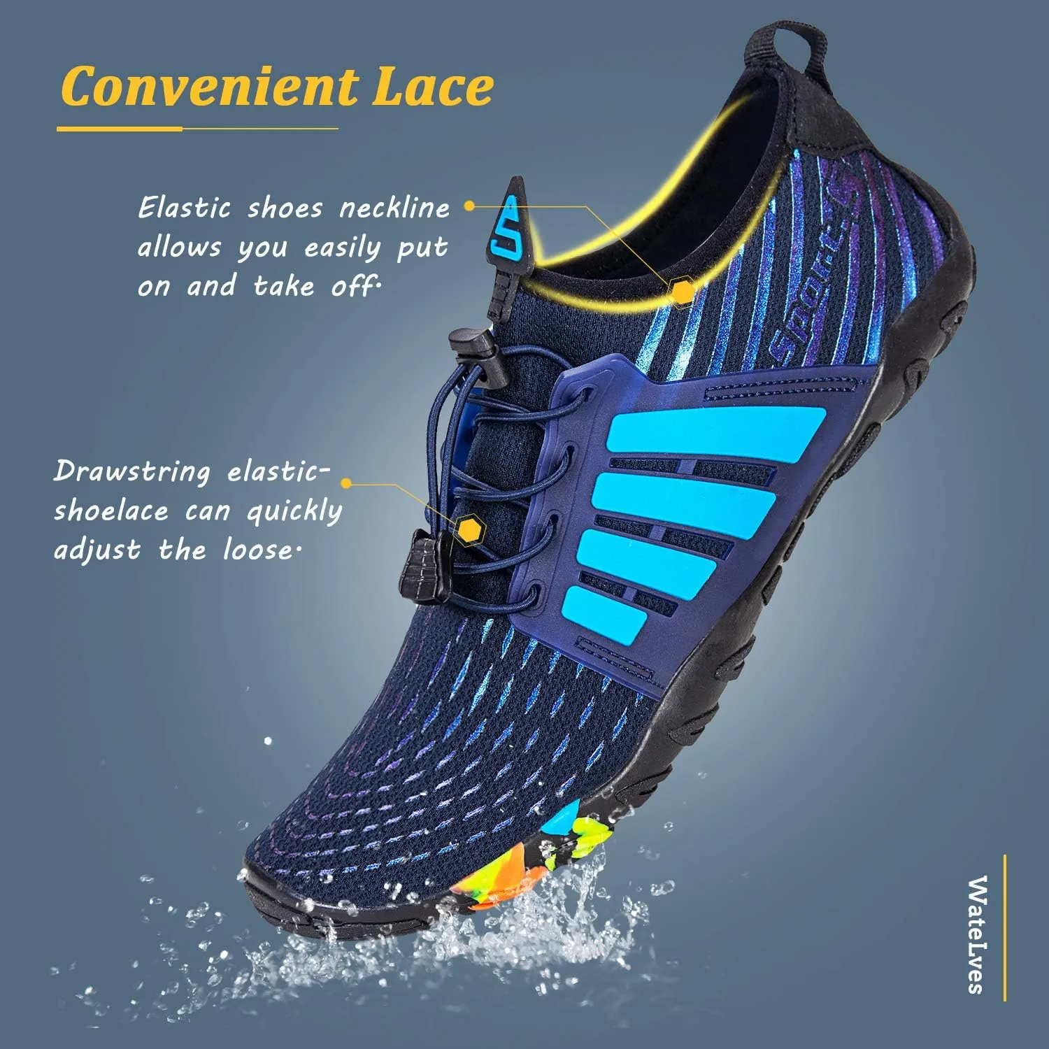 WateLves Water Shoes Mens Womens Beach Swim Shoes Quick-Dry Aqua Socks Pool Shoes for Surf Yoga Water Aerobics