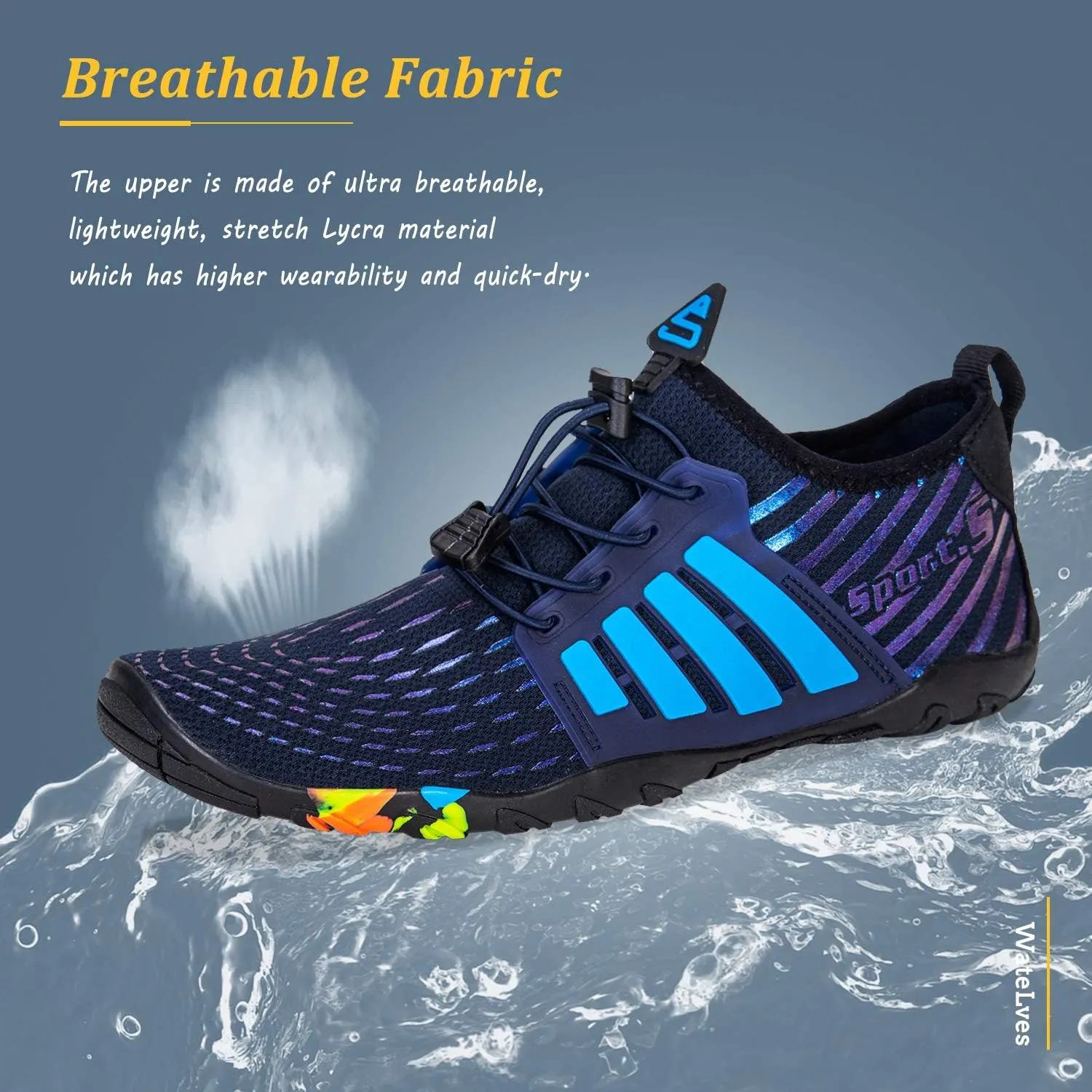 WateLves Water Shoes Mens Womens Beach Swim Shoes Quick-Dry Aqua Socks Pool Shoes for Surf Yoga Water Aerobics