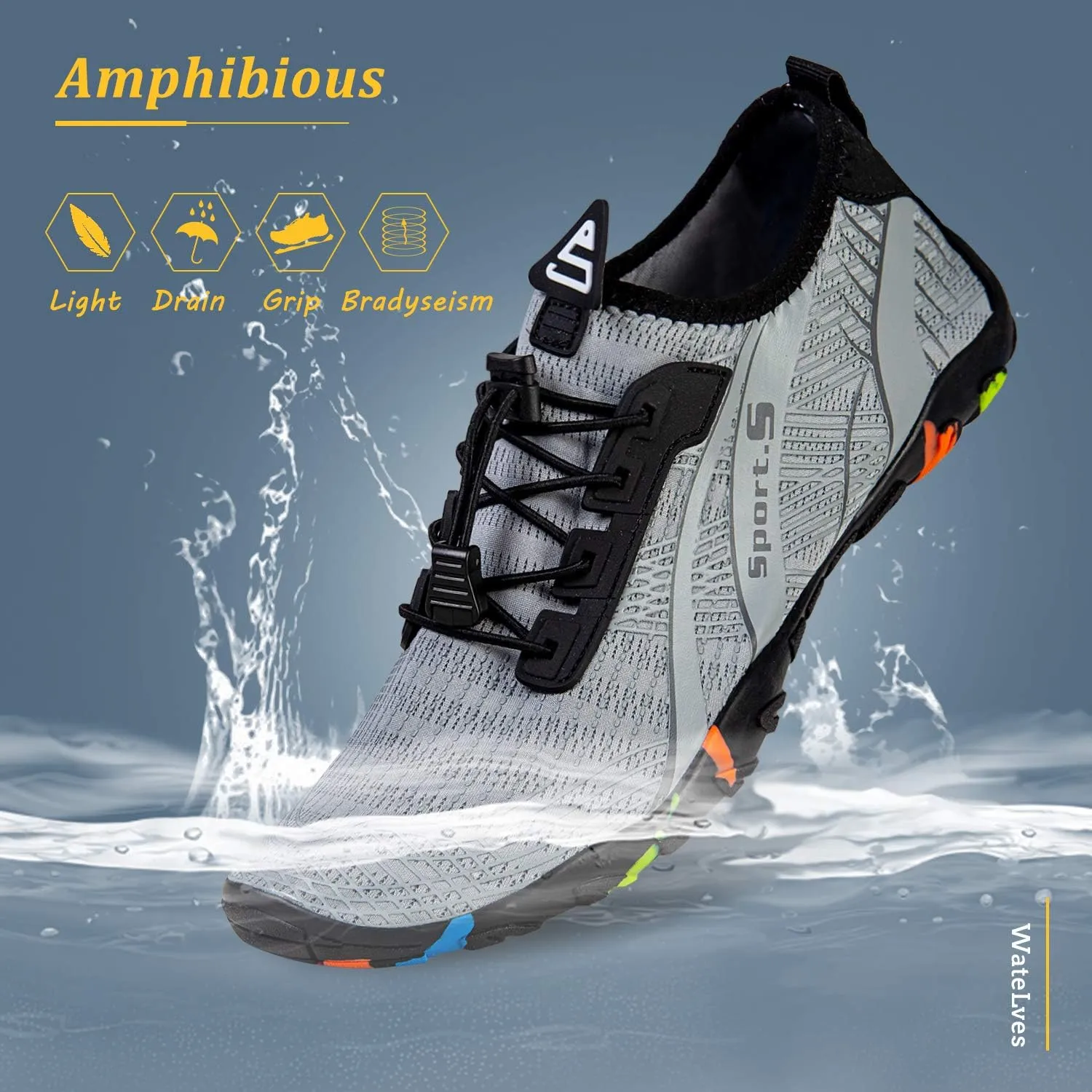 WateLves Water Shoes Mens Womens Beach Swim Shoes Quick-Dry Aqua Socks Pool Shoes for Surf Yoga Water Aerobics