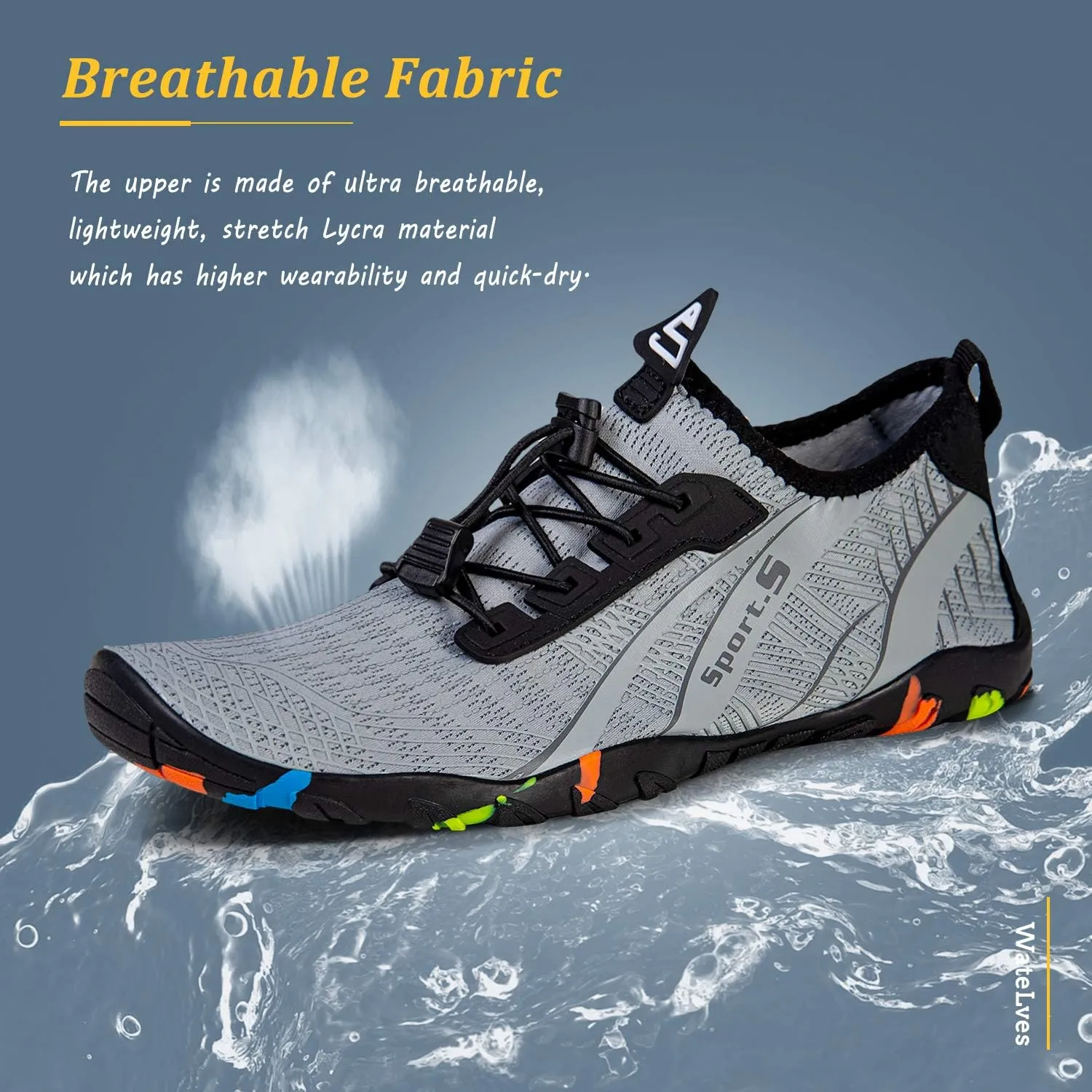 WateLves Water Shoes Mens Womens Beach Swim Shoes Quick-Dry Aqua Socks Pool Shoes for Surf Yoga Water Aerobics