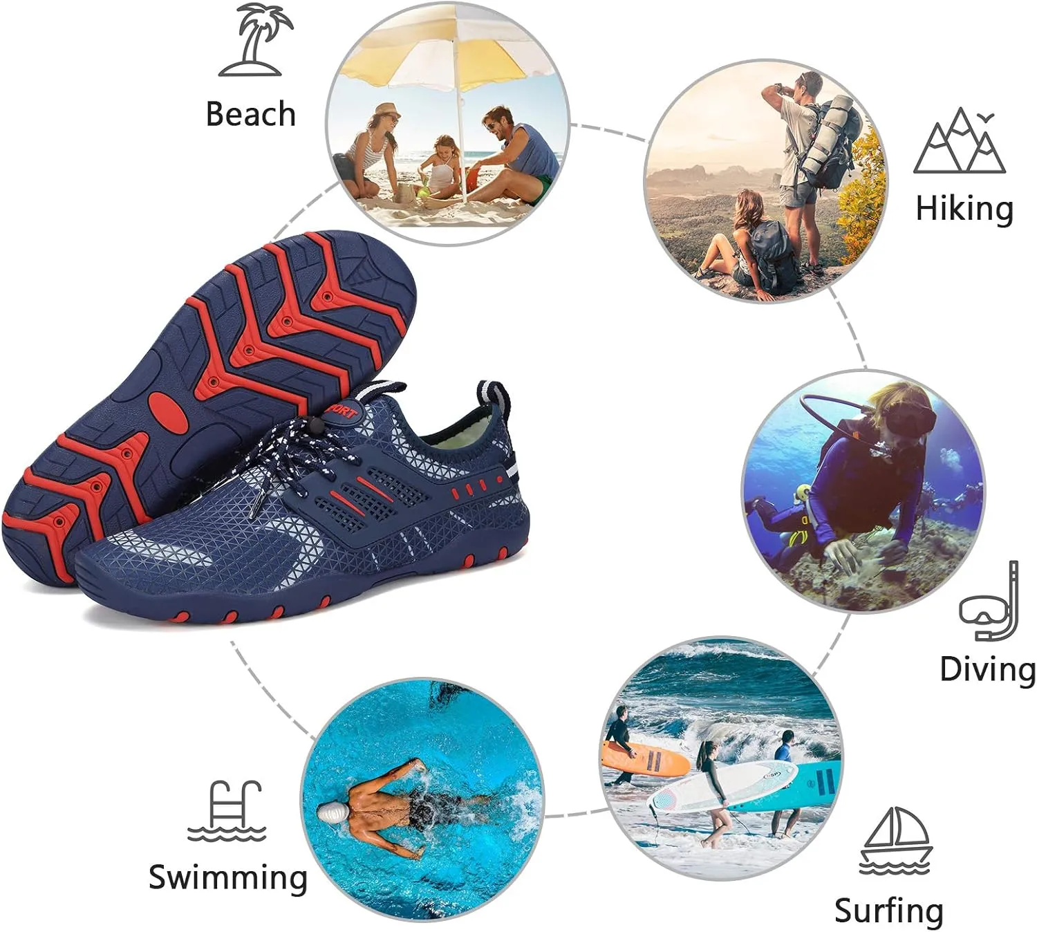 WateLves Water Shoes Mens Womens Beach Swim Shoes Quick-Dry Aqua Socks Pool Shoes for Surf Yoga Water Aerobics