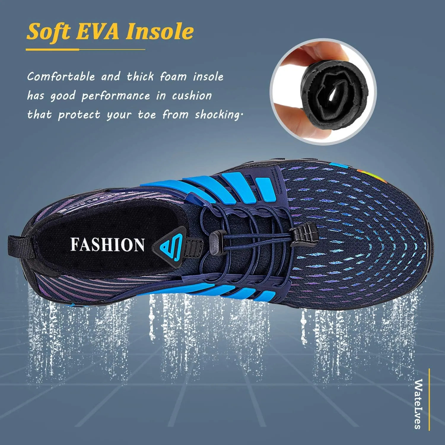 WateLves Water Shoes Mens Womens Beach Swim Shoes Quick-Dry Aqua Socks Pool Shoes for Surf Yoga Water Aerobics