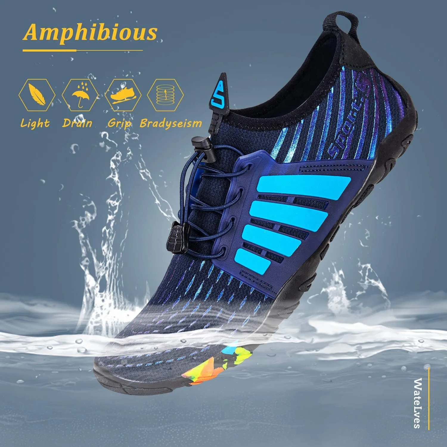 WateLves Water Shoes Mens Womens Beach Swim Shoes Quick-Dry Aqua Socks Pool Shoes for Surf Yoga Water Aerobics