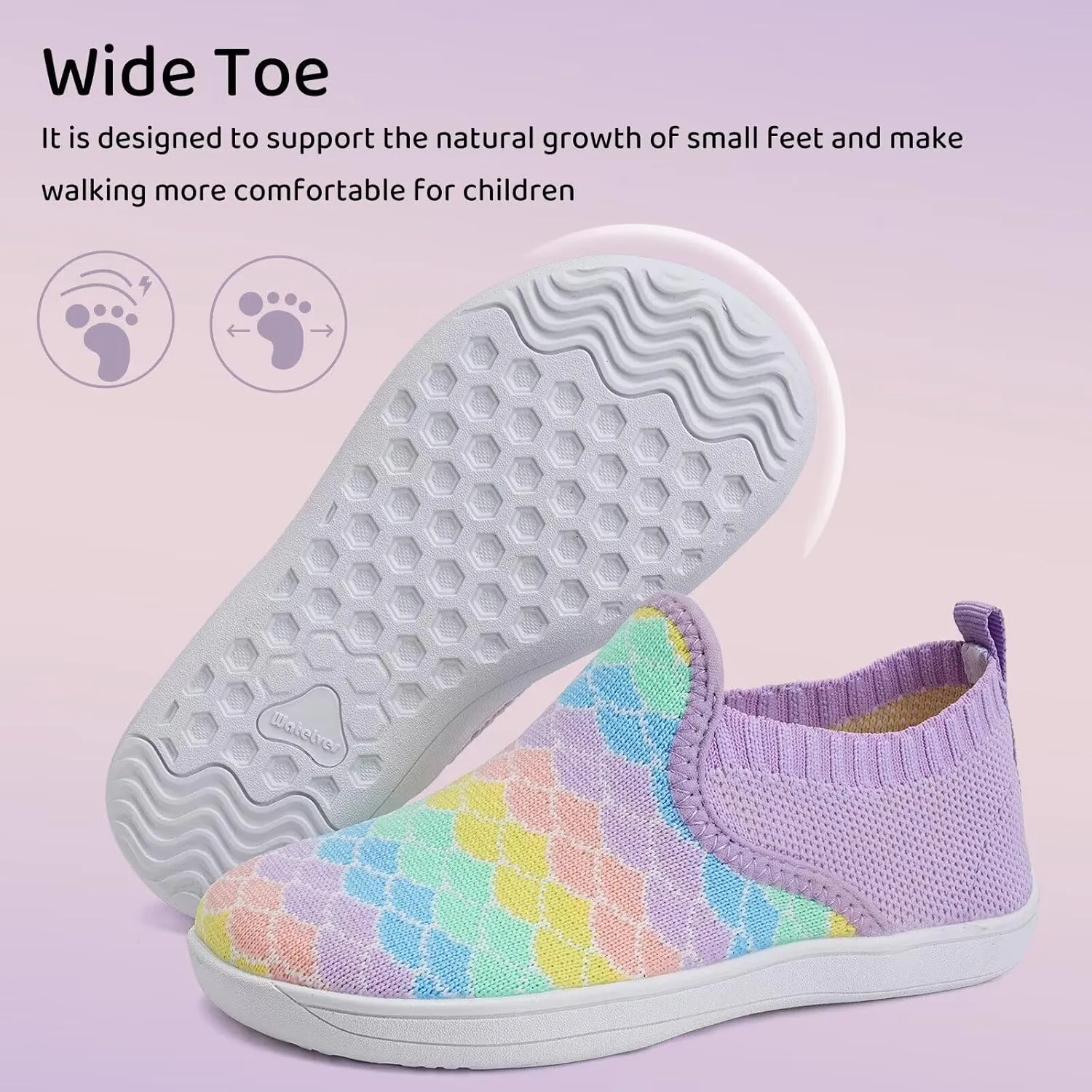 WateLves Wide Toddler Water Shoes Little Boys Girls Barefoot Shoes Quick Dry Slip on Aqua Socks for Swim Beach Pool Water Sport