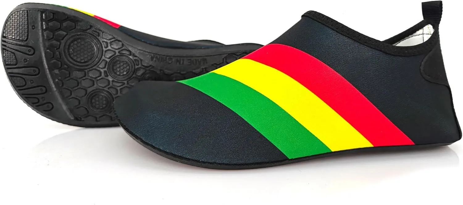 Water Shoes for Women and Men Quick-Dry Swim Beach Shoes for Outdoor Surfing Yoga Exercise Jamaica Flag Caribbean Reggae Rasta