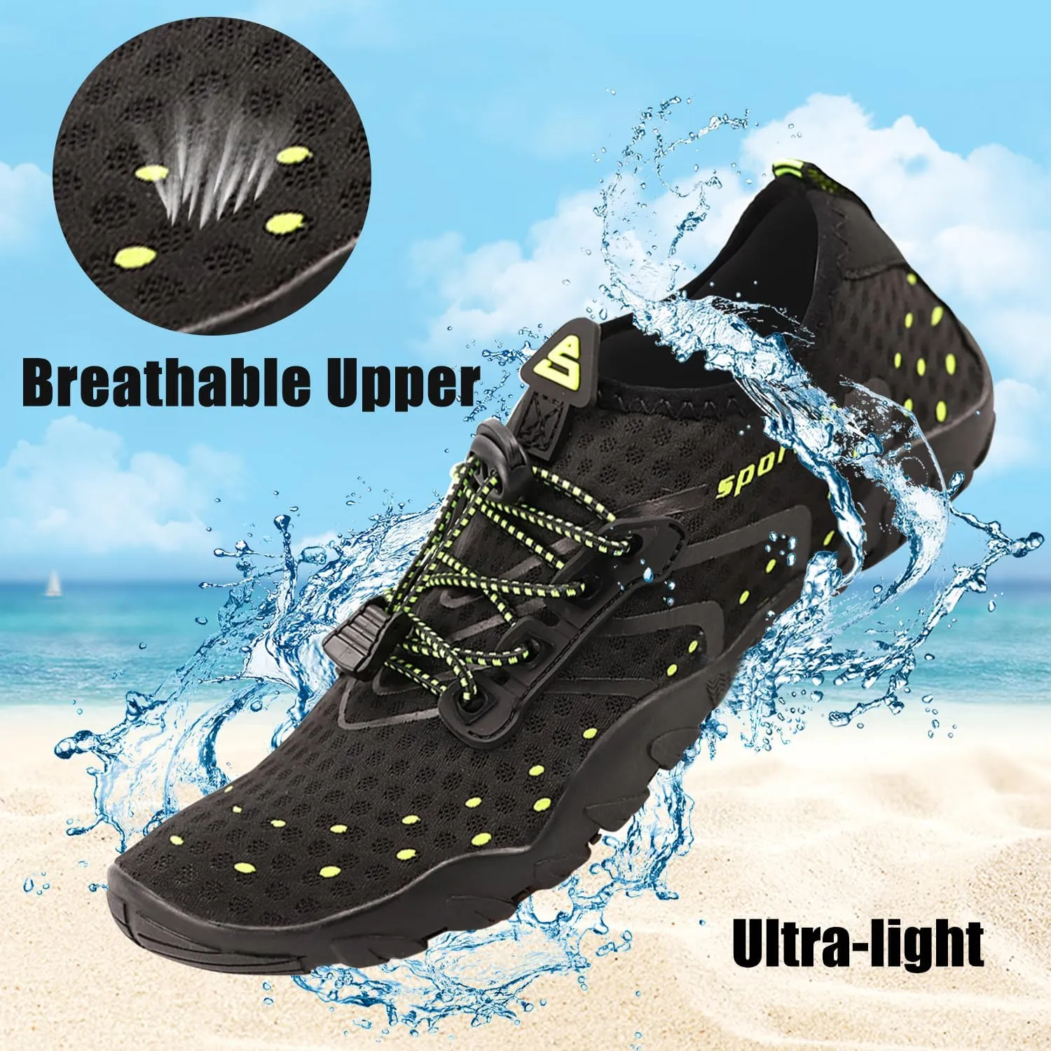 Water Shoes for Women Men, Quick Dry Barefoot Aqua Shoes Beach Swim Sports Outdoor Hiking Diving Surf