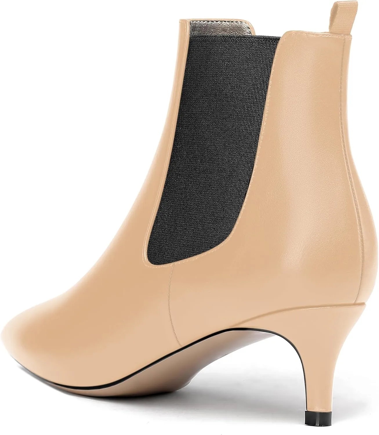 WAYDERNS Womens Dating Casual Pointed Toe Patent Slip On Kitten Low Heel Ankle High Boots 2 Inch