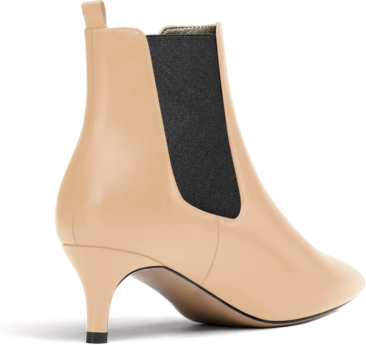 WAYDERNS Womens Dating Casual Pointed Toe Patent Slip On Kitten Low Heel Ankle High Boots 2 Inch