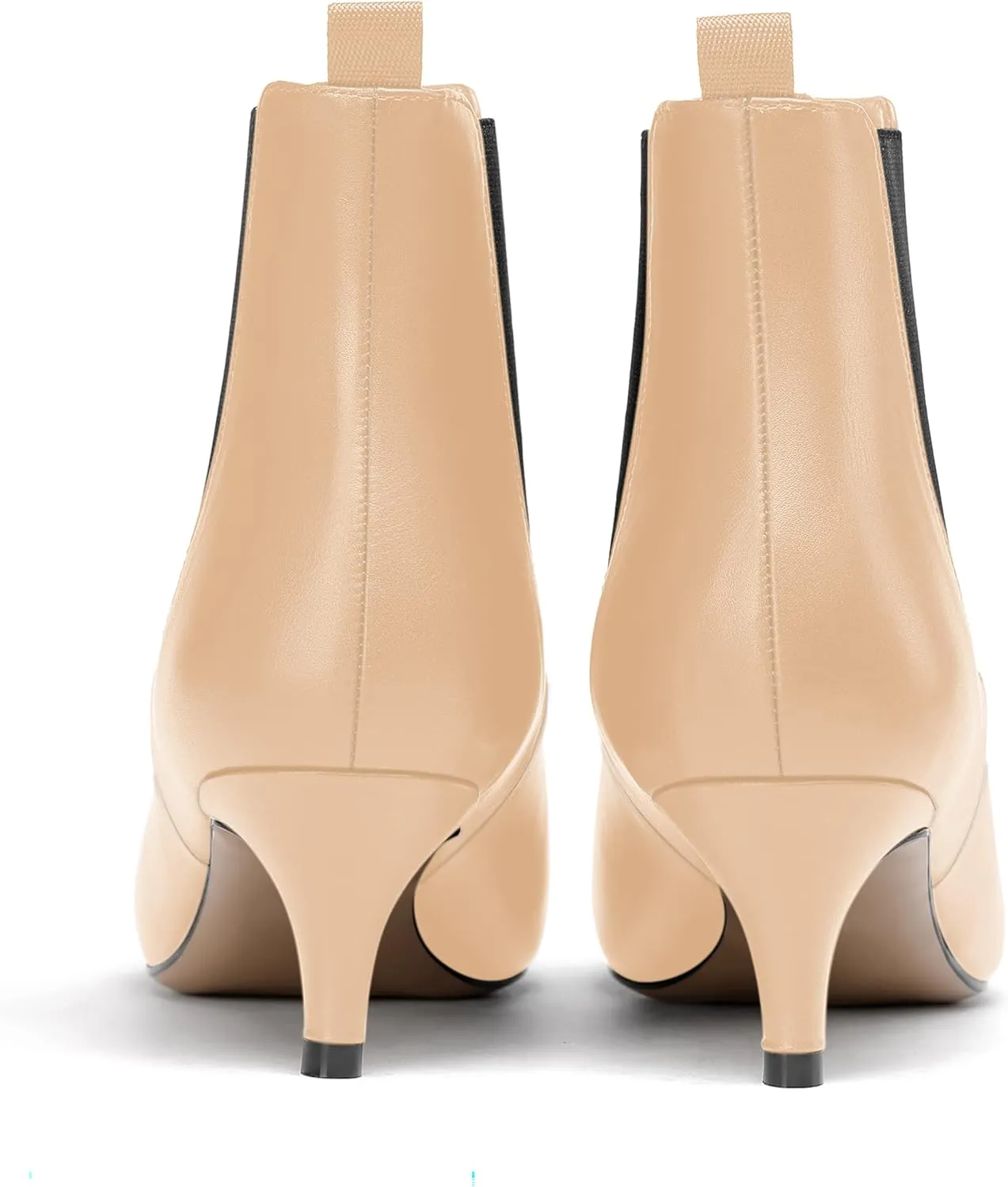 WAYDERNS Womens Dating Casual Pointed Toe Patent Slip On Kitten Low Heel Ankle High Boots 2 Inch