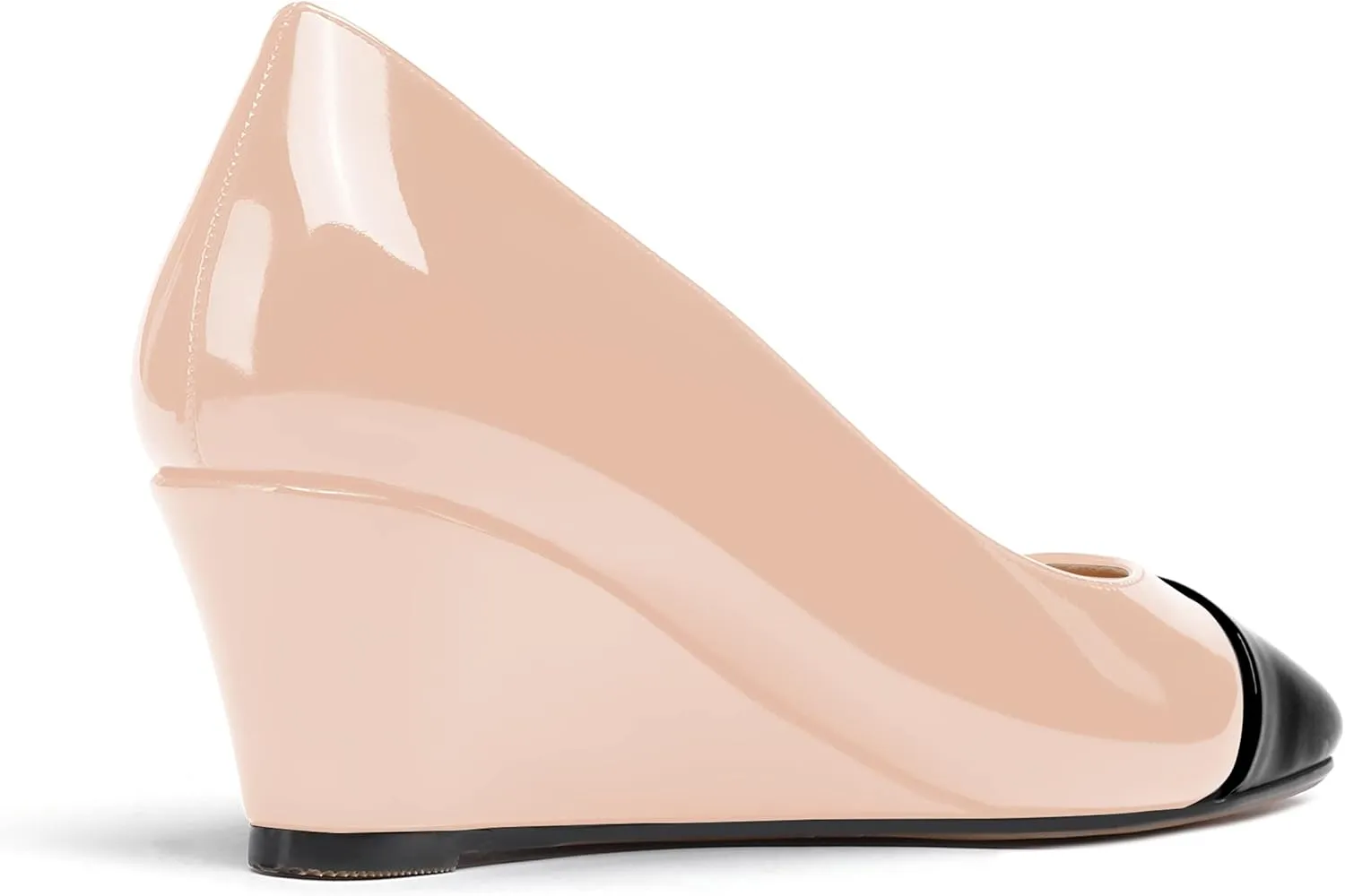 WAYDERNS Women's Matte Square Toe Slip On Solid Wedge Low Heel Pumps Office Work Dress Shoes 2 Inch